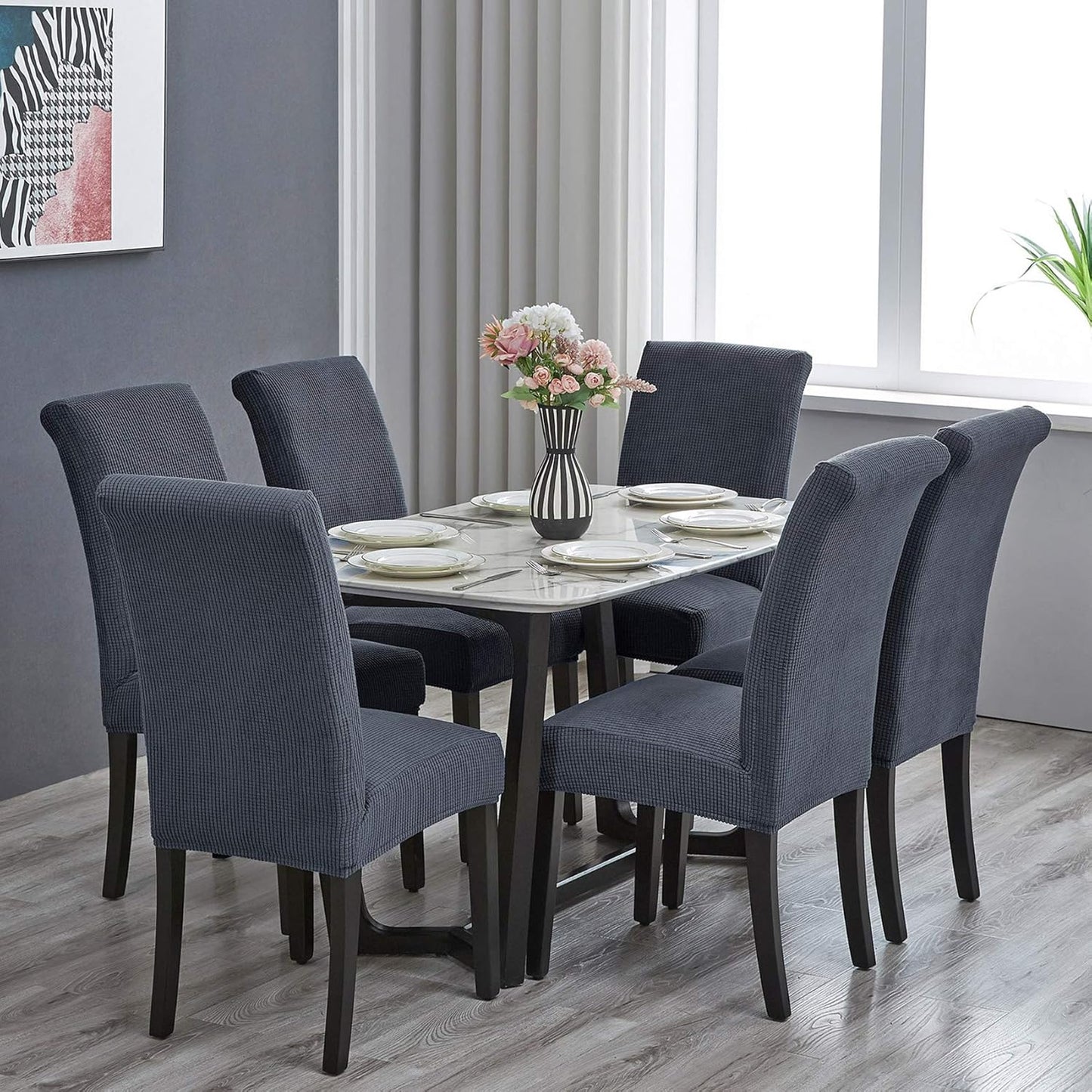 Howhic Stretch Chair Covers for Dining Room Set of 8, Removable Washable Dining Room Chair Covers, Dining Chair Slipcovers Seat Protector, Great Decor for Home and Banquet (Gray, 8 Pack)