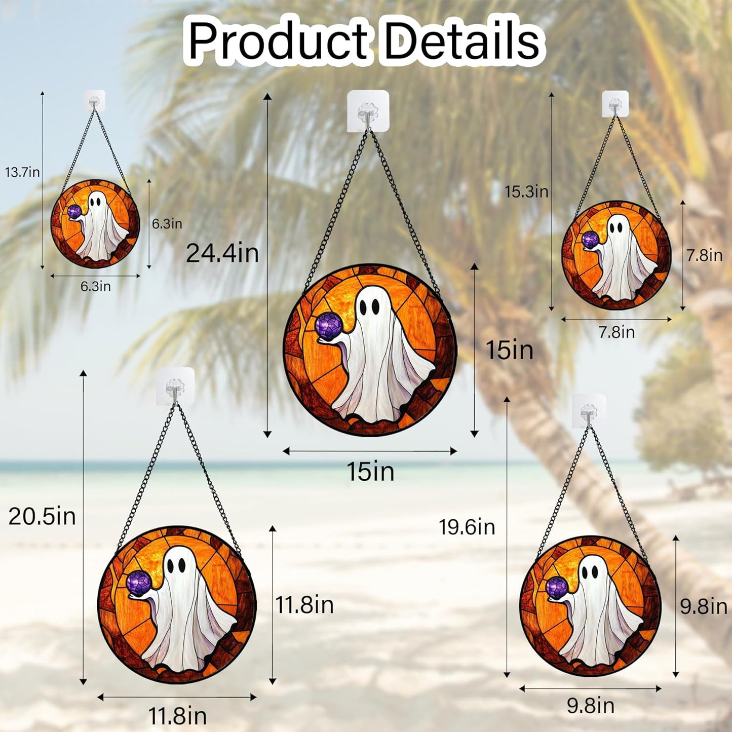 Stained Glass Window Hanging - Halloween Decorations Ghosts Vampire Suncatcher for Doors Garden Indoor Funny Spooky Sun Catchers Gothic Decor Horror Gifts for Women Men Friend 15 in