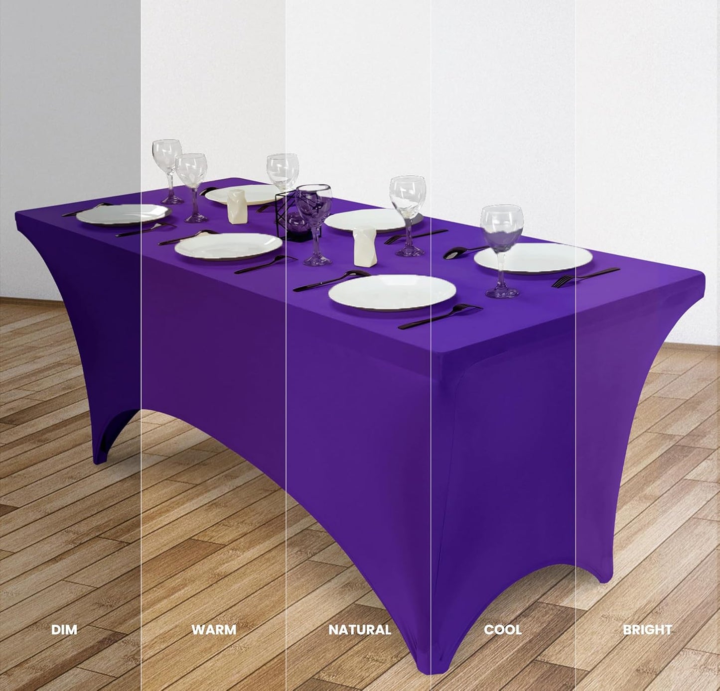 Utopia Kitchen 6ft Spandex Table Cloth Rectangle [2 Pack, Purple] 200GSM Premium Stretch Washable and Wrinkle Resistant Table Cover Fitted for Event, Wedding, Banquet [72Lx30Wx30H Inch]