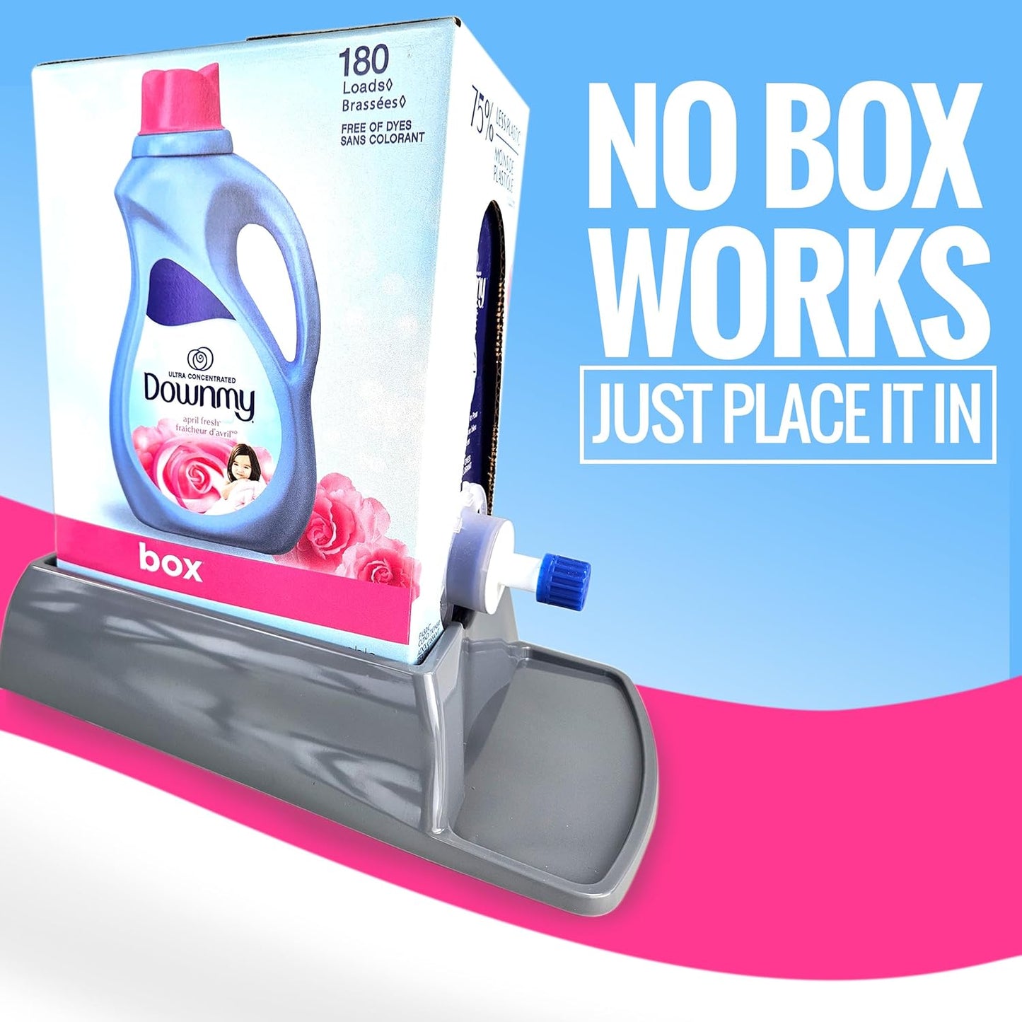 Skywin Laundry Detergent Holder For Eco Box Laundry Soap Dispenser with Easy-to-Store Package - Less Plastic Liquid Detergent Dispenser (Grey)