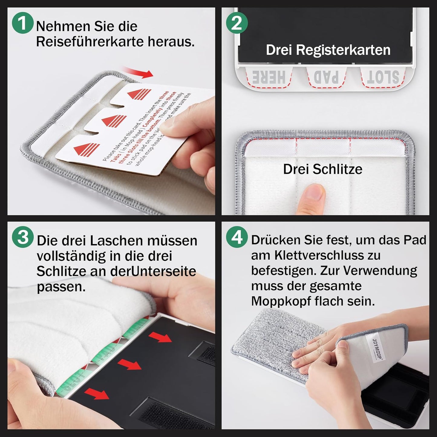 JOYMOOP Flat Mop Pad, Microfiber Mop Pad, Squeeze Mop Pads Replacement, 13" Refill 1 Pack - Grey