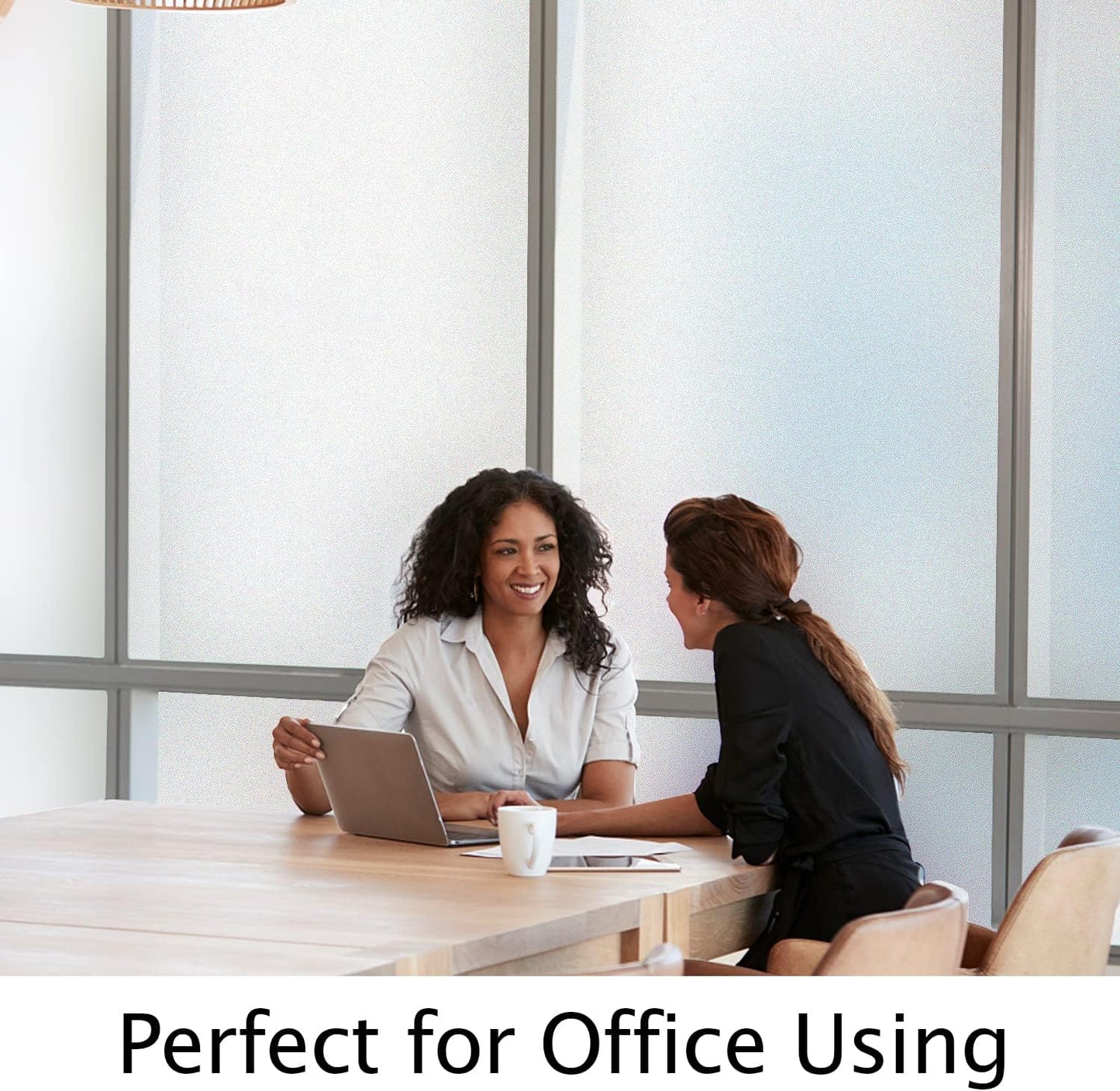 HIDBEA Frosted Window Privacy Film Heat Control UV Blocking, Static Cling Non-Adhesive Reusable Door coverings for Bathroom Home Office (Frosted 23.6 Inch x 13.1 Feet)