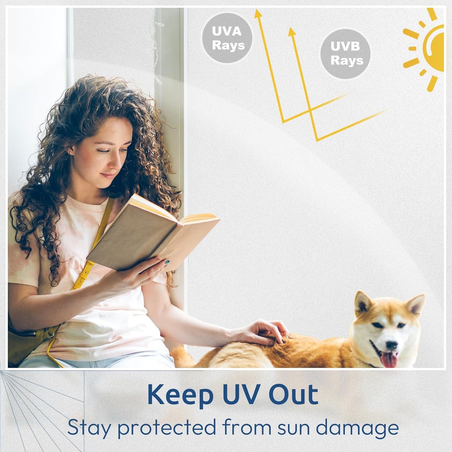 rabbitgoo Window Privacy Film, Non-Adhesive Frosted Glass Window Film for Bathroom, Static Cling Heat Blocking Stickers for Home Indoor Opaque Frosting Coverings House Tint, Matte White 29.5" x 78.7"