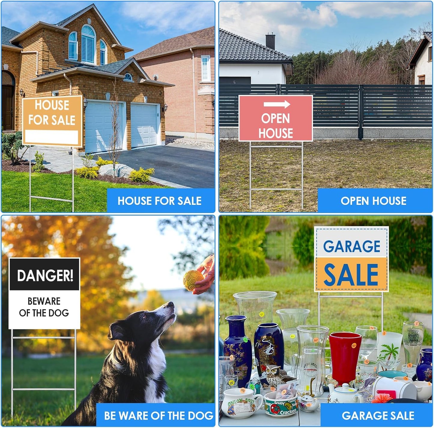 12 Pcs H Stakes for Yard Signs 24'' x 10'' Metal Heavy Duty H Frame Lawn Wire Stakes Weatherproof Metal Sign Holder Bulk for 4mm 5mm Corrugated Signs Board Guidepost Yard House Garden Decor