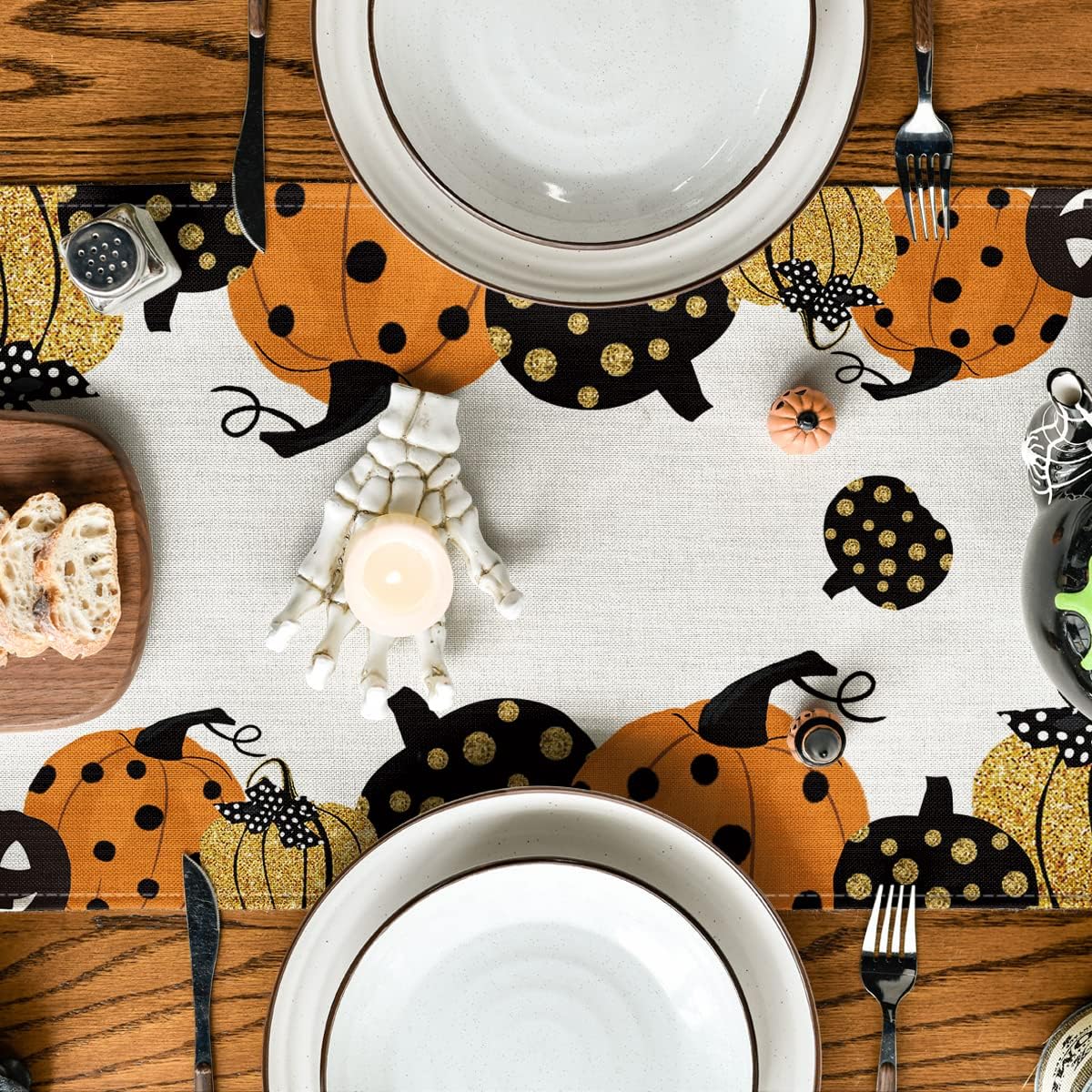 Artoid Mode Halloween Jack-O-Lantern Pumpkin Table Runner, Holiday Kitchen Dining Table Decoration for Indoor Outdoor Home Party Decor 13 x 108 Inch