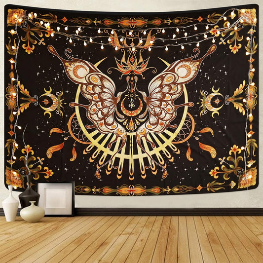 CHDGDHC Butterfly Tapestry - Moth Wall Hanging, UV Resistant, Waterproof, Machine Washable, Lightweight, Psychedelic Bedroom Aesthetic Decor for Bedroom, Living Room, Yoga Room - 60x44 Inch