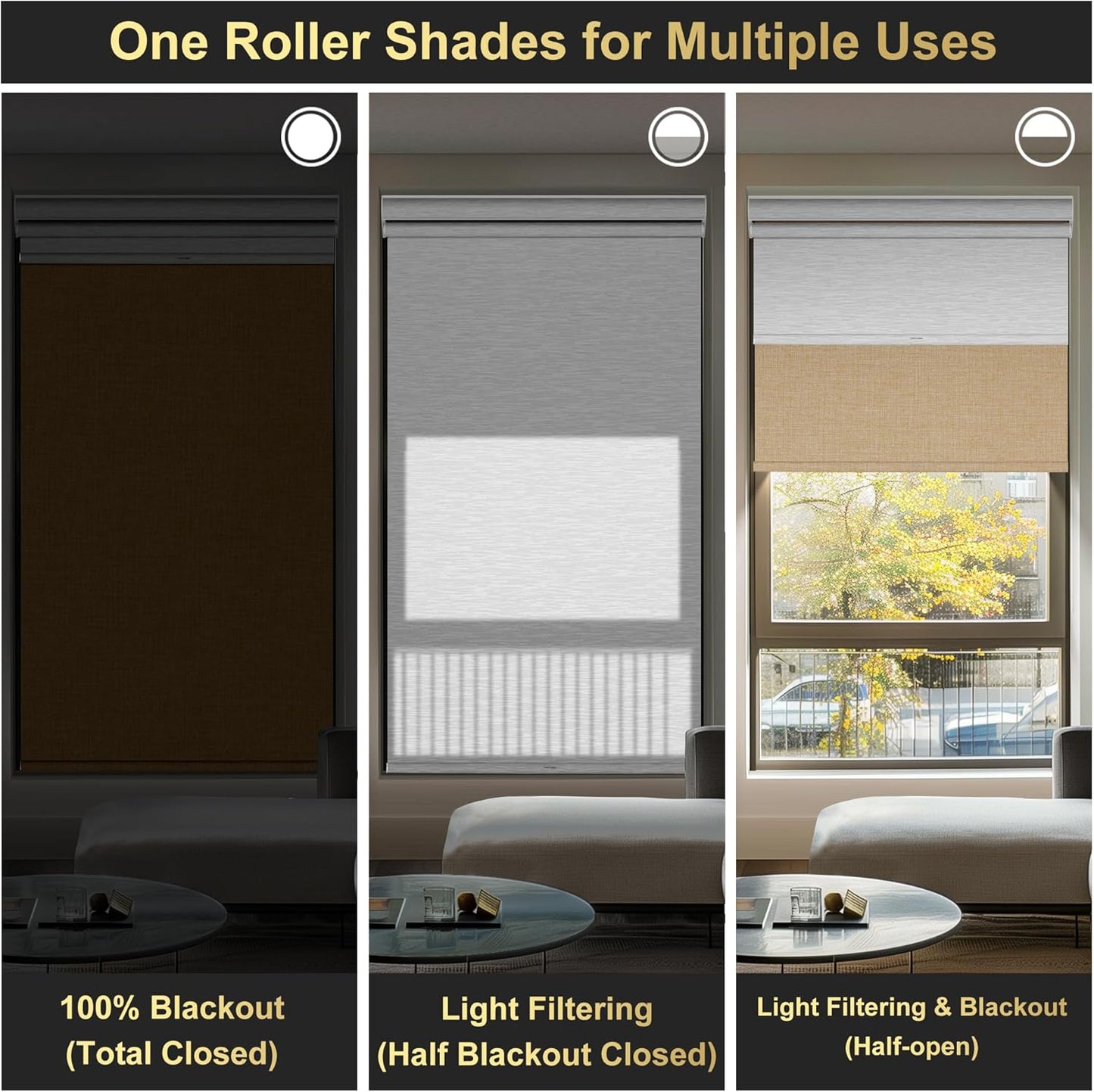 BERISSA Cordless Dual Roller Shades With Cassette Valance, Blackout and Light Filtering, Day and Night for Home Office Door - Linen Beige and White, 74 W x 72" H