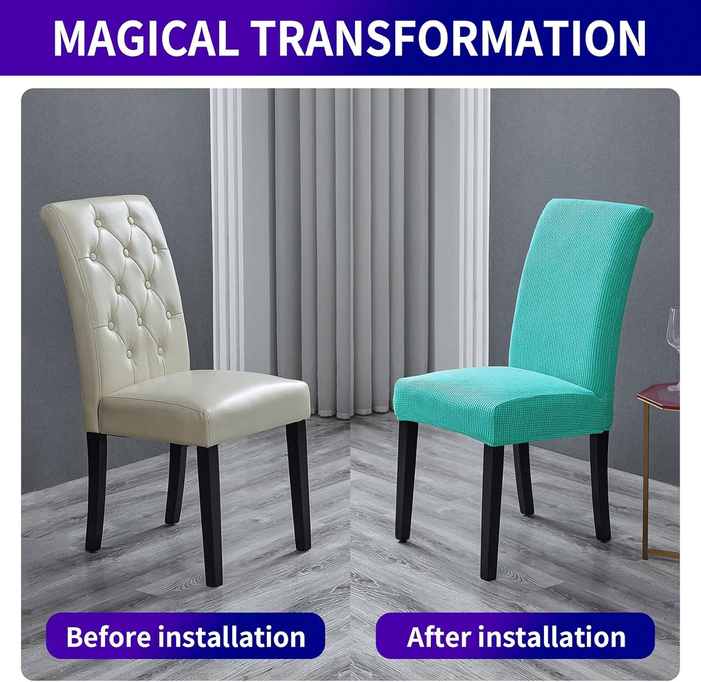 Howhic Stretch Chair Covers for Dining Room Set of 2, Removable Washable Dining Room Chair Covers, Dining Chair Slipcovers Seat Protector, Great for Home and Banquet Decoration (Turquoise, 2 Pack)