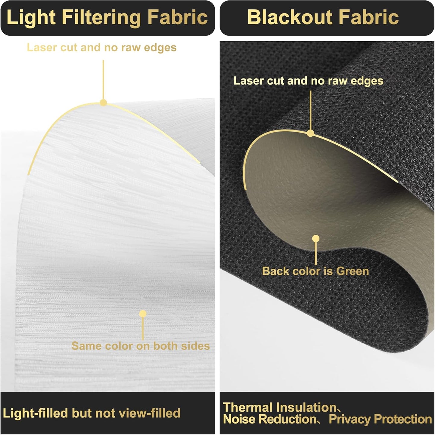 BERISSA Cordless Dual Roller Shades, Blackout & Light Filtering, Day & Night for Home & Office. Linen, Black & White. 41 W x 36" H