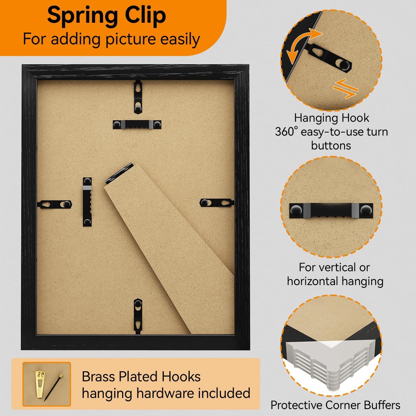 IBUYKE 8x10 Picture Frame,Solid Oak Wood 8x10 Photo Frame with Mat to 5x7,10x8 Picture Frames With Tempered Glass,Tabletop or Wall Mount Display,Home Decor,Black Oak 8 x 10 Frame,UWPF0810B