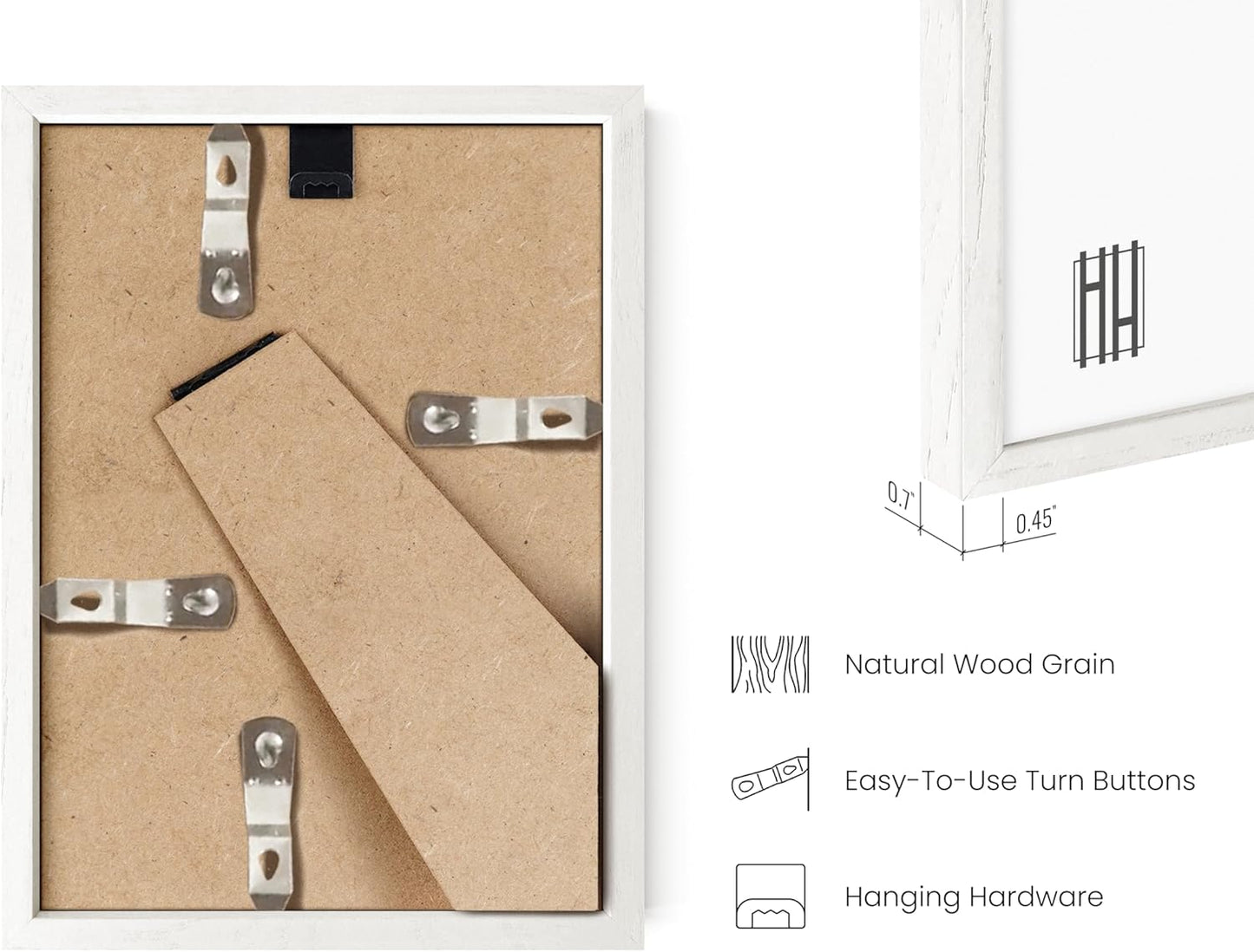 HAUS AND HUES 4x6 Picture Frame Set of 6 - White Gallery Wall Frames, 4x6 Frames for Pictures, 4x6 Picture Frame Bulk, Wooden Picture Frames 4x6 Small Frames, 4x6 Frames Bulk (White Oak Frames)