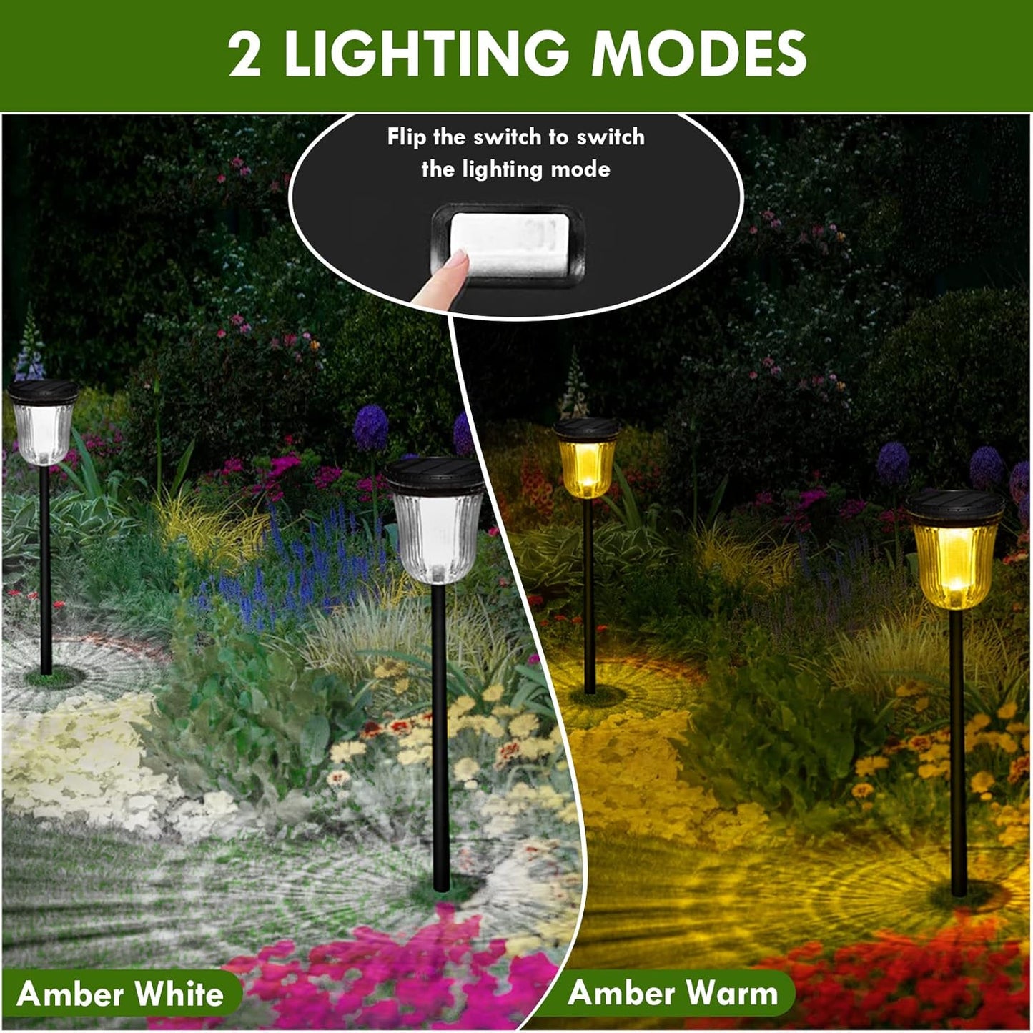 Solar Pathway Lights Outdoor Waterproof, 4 Pack 200 Lumens Super Bright Solar Garden Lights with 2 Lighting Modes, Auto On/Off Outdoor Solar Lights for Yard, Walkway, Lawn, Driveway, Path