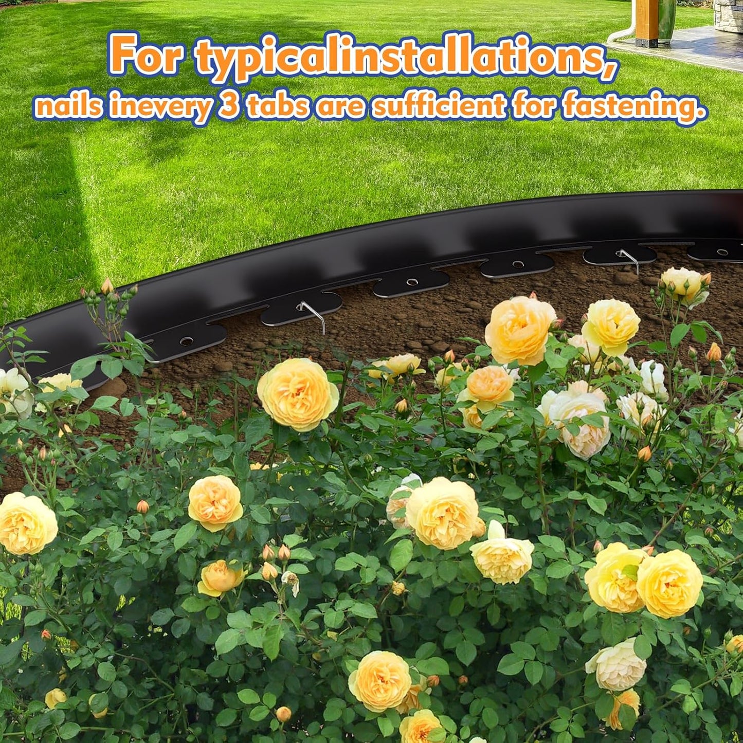 3 Inch x 80 FT (Multiple Sizes Available) Landscape Edging, Garden Edging Borders with 80pcs Upgrade Stakes, Flexible No Dig Plastic Garden Border for Lawn, Landscaping, Flower Beds and Yard