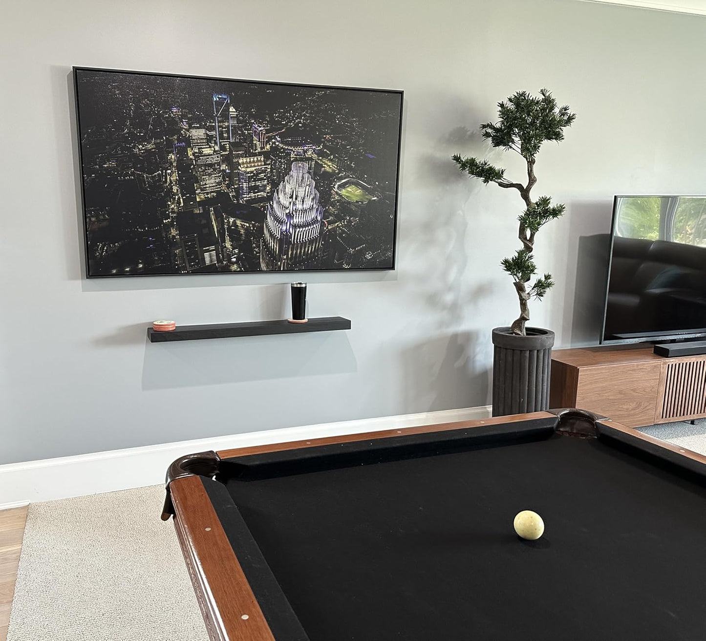 joelsantiques - 48 Inch Wooden Floating Shelves for Wall - 48x6x2 in - Made of Natural Wood - Long Heavy Duty Rustic Wall Shelves for Bedroom - Perfect for Living Room, Kitchen - Black