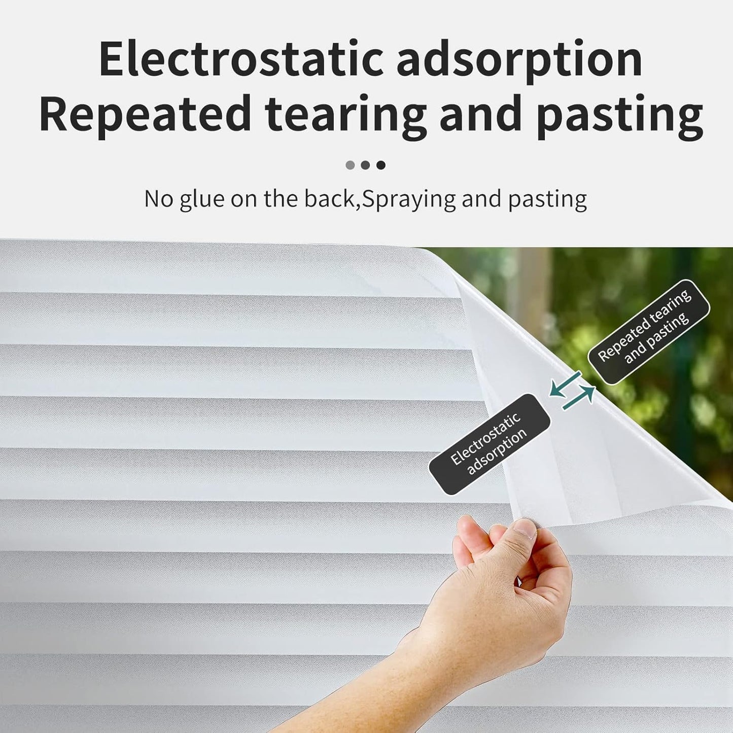 Window Privacy Film with Installation Tools, Blinds Pattern, Static Cling, Anti UV, Heat Control, Ideal for Home Shower Office Glass Door (Blinds Pattern, 23.6X157.4Inch)