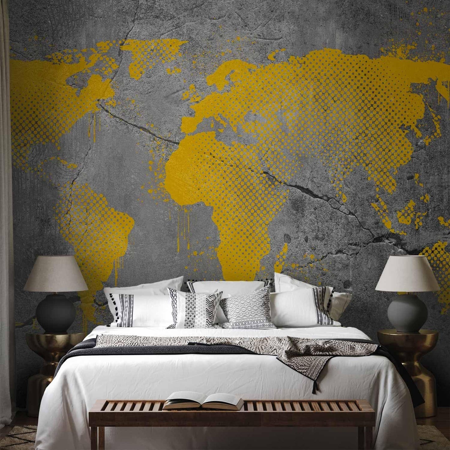 artgeist Wall Mural World Map 173x124 in - Peel and Stick Self-Adhesive Wallpaper Removable Large Sticker Foil Wall Decor Print Picture Image Design Map of The World k-A-0494-a-a