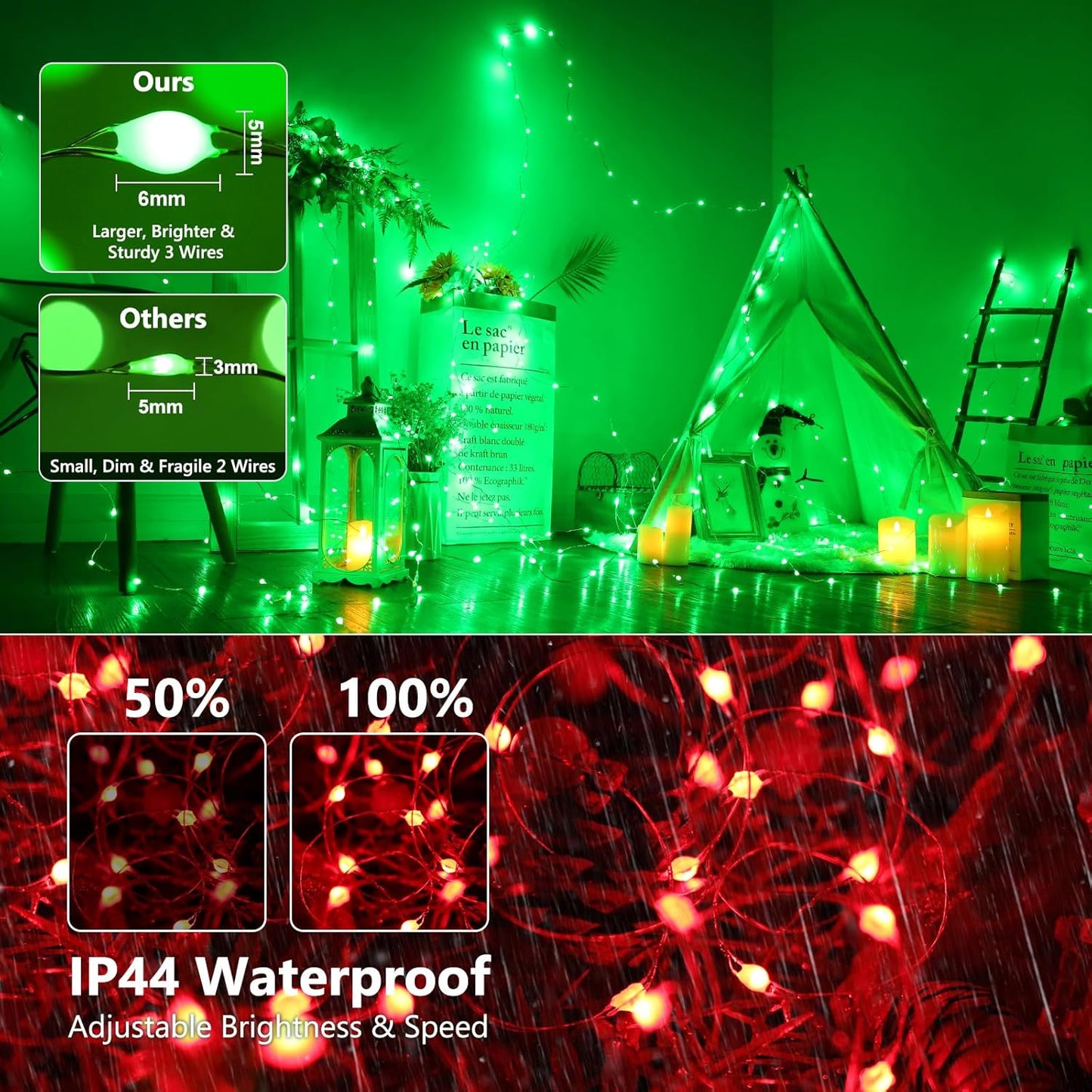 BrizLabs Christmas Fairy Lights - 66ft 200 LED Color Changing Fairy Lights with Remote, Plug-in RGB Rainbow Xmas Twinkle Light Indoor Purple Orange Starry Light for Xmas Halloween Home Party Wedding