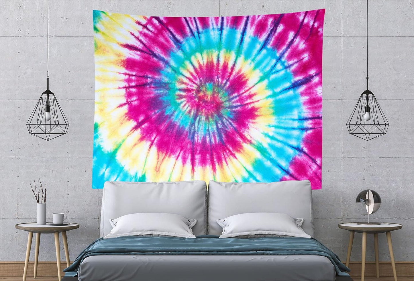 BELECO Tie Dye Tapestry Wall Hanging Fabric 70x47 Inch Colorful Spiral Tie Dye Tapestry Hippi 60s Themed Party Decorations Rainbow Tapestry Art Wall Decor for Bedroom Aesthetic Living Room Dorm