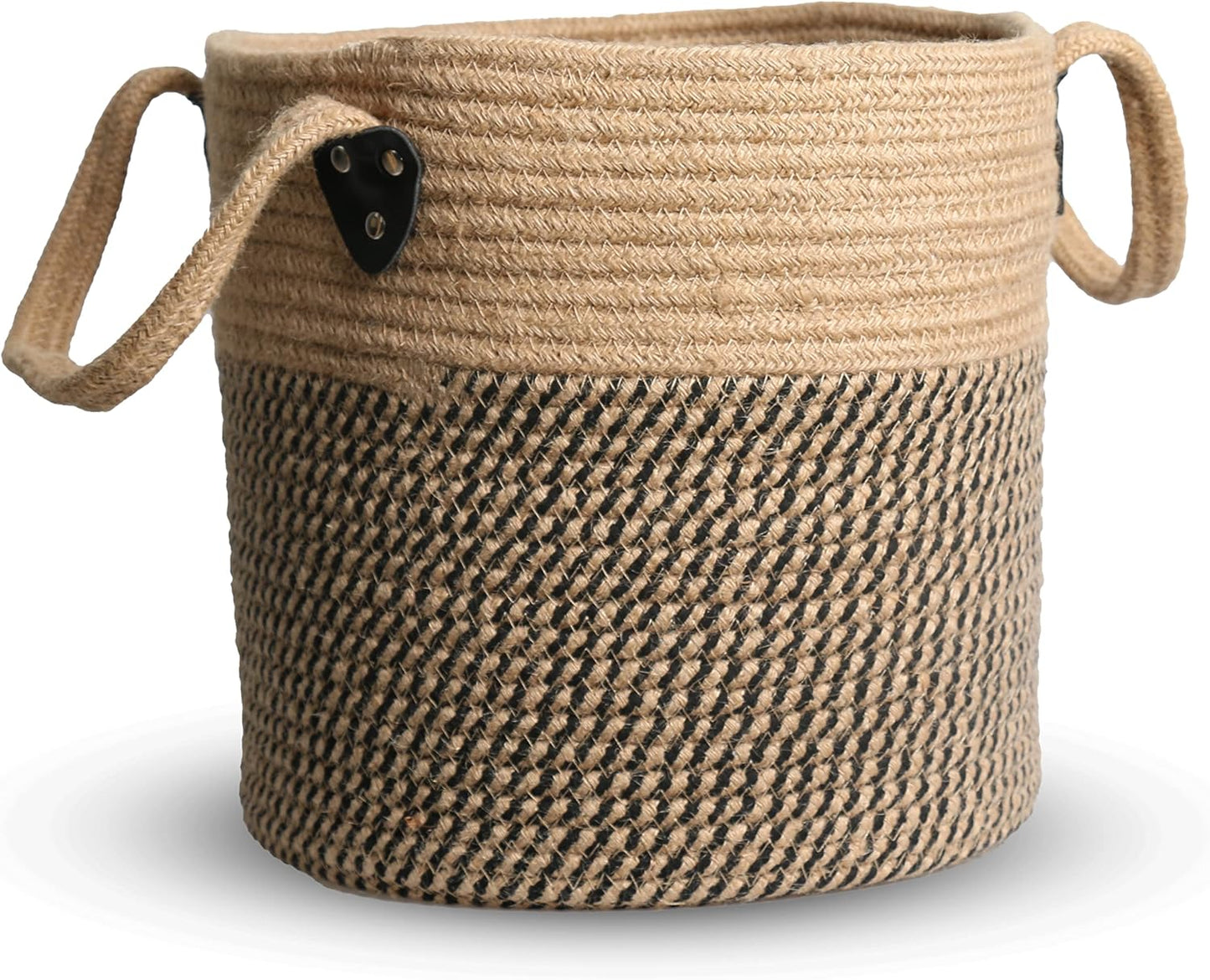 Jute Rope Basket - 10"x10" Woven Plant Pot Holder with Handles, Boho Indoor/Outdoor Planter Cover, Multifunctional Storage