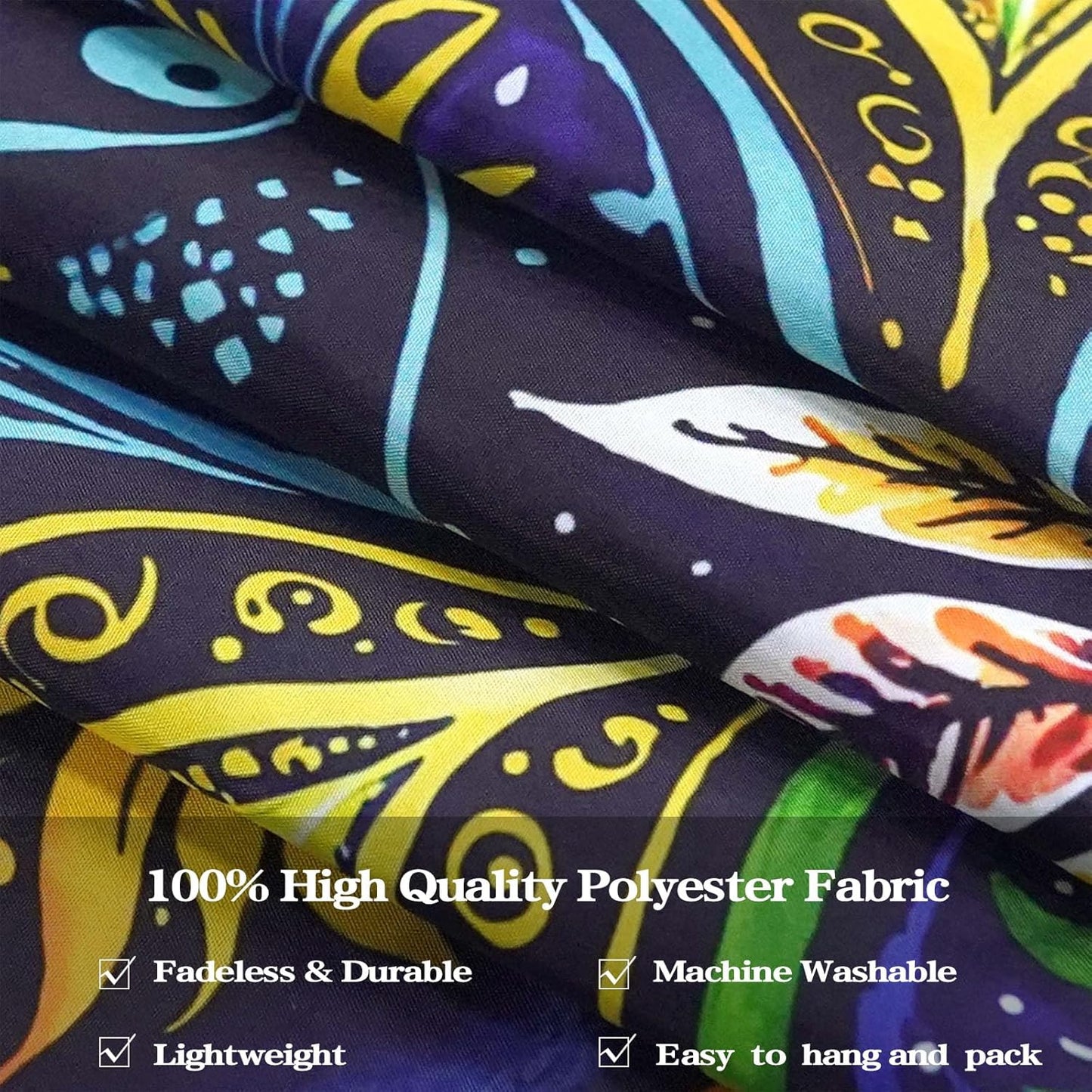 Fowocu Boho Floral Mandala Tapestry for Bedroom Aesthetic Blue Bohemian Colorful Flower Wall Tapestry Purple Hippie Indian Small Tapestries Wall Hanging for Living Room Dorm Decor 60 x 44 Inch