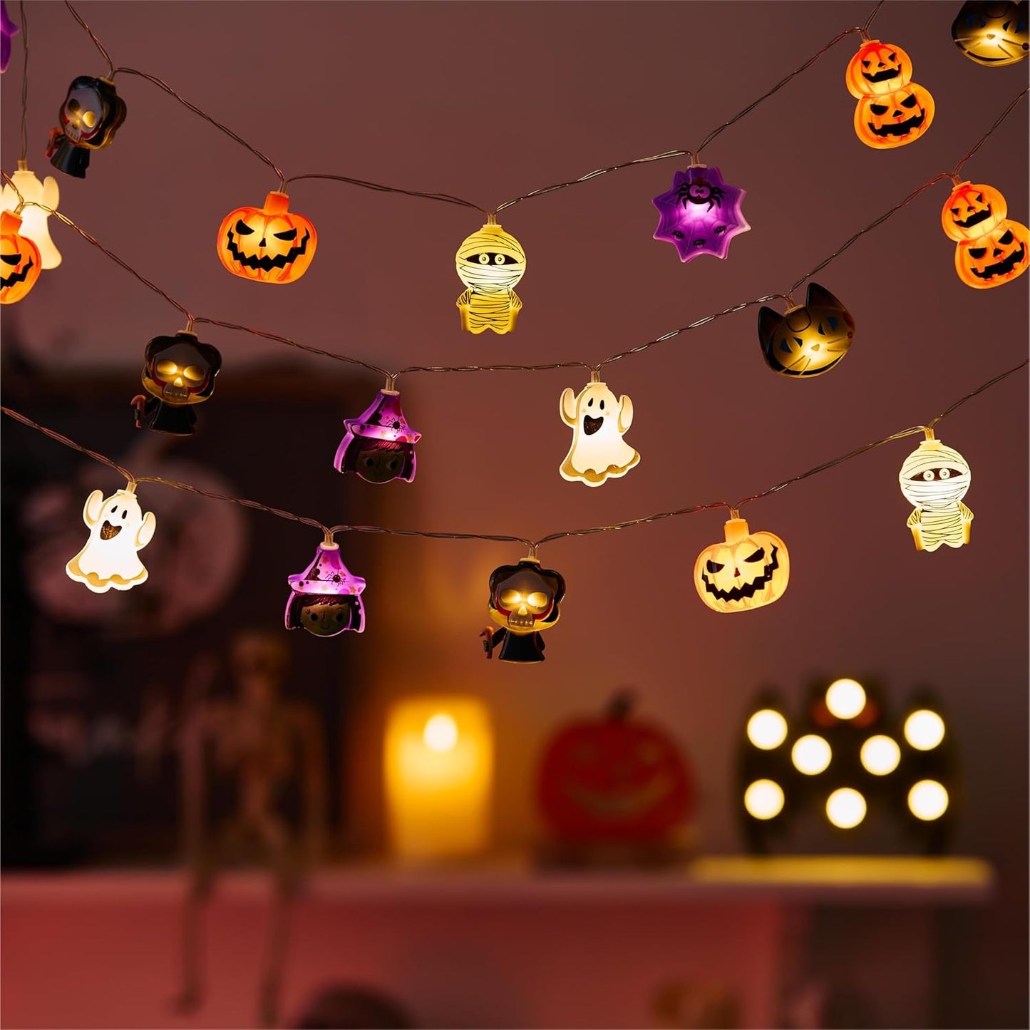 LOLStar Halloween String Lights Decorations, 9.8FT 20 LED Halloween Fairy Lights, Battery Operated (Not Included) with Timer Function and 8 Flashing Modes, Cute Booday Lights 2025 Home Indoor Decor