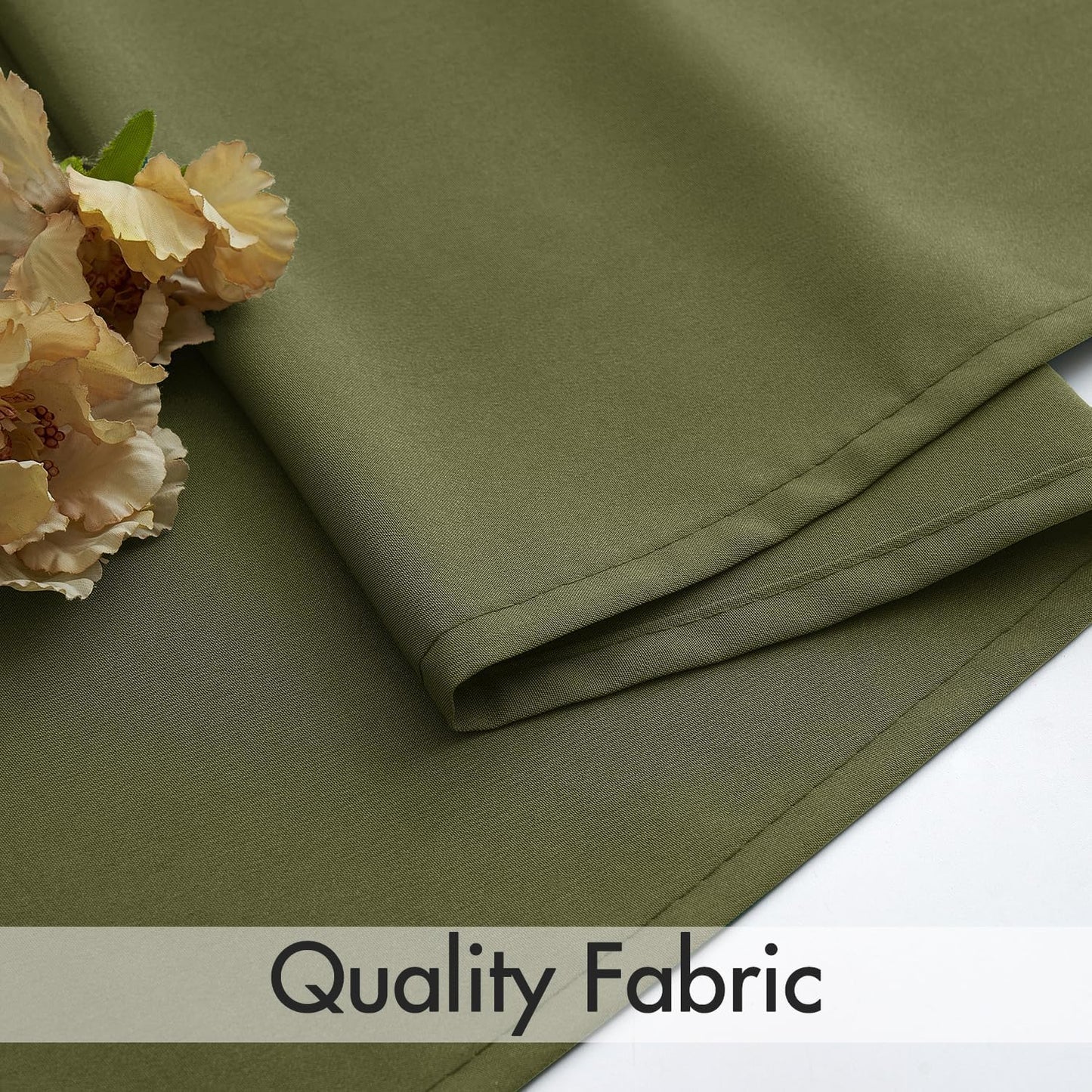 MIULEE Olive Green Privacy Sheer Curtains That Let Light in 90 Inches Long Non-See-Through Semi Sheer Curtain Light Filtering Window Curtains Drapes for Living Room Bedroom 2 Panels Set 42 X 90