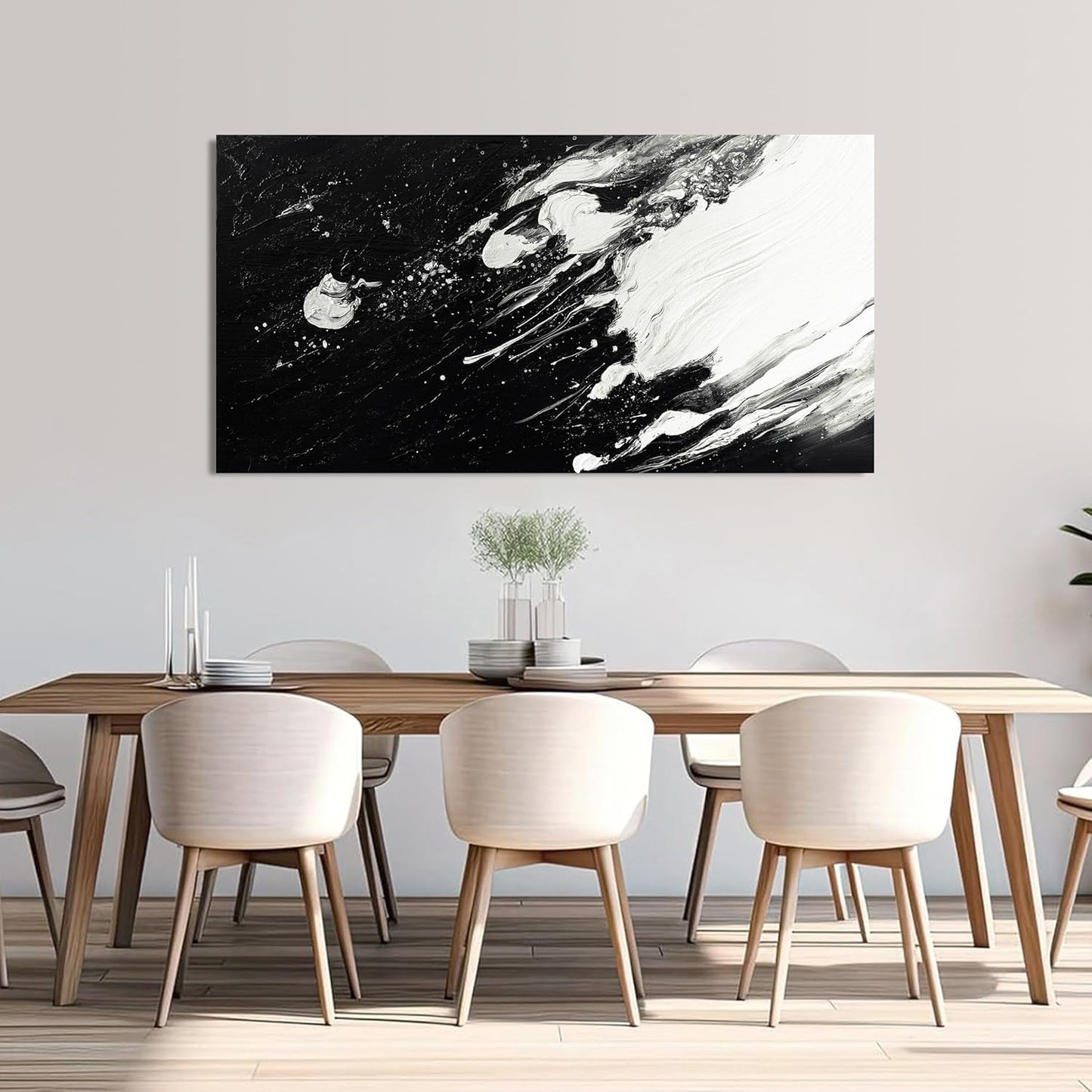 Abstract Wall Art Decor Modern Black and White Wall Art Prints Canvas Wall Art for Living Room Abstract Black Art Abstract Canvas Art Wall Decor Artwork for Walls Bedroom Kitchen Wall Decor 24" X 48"