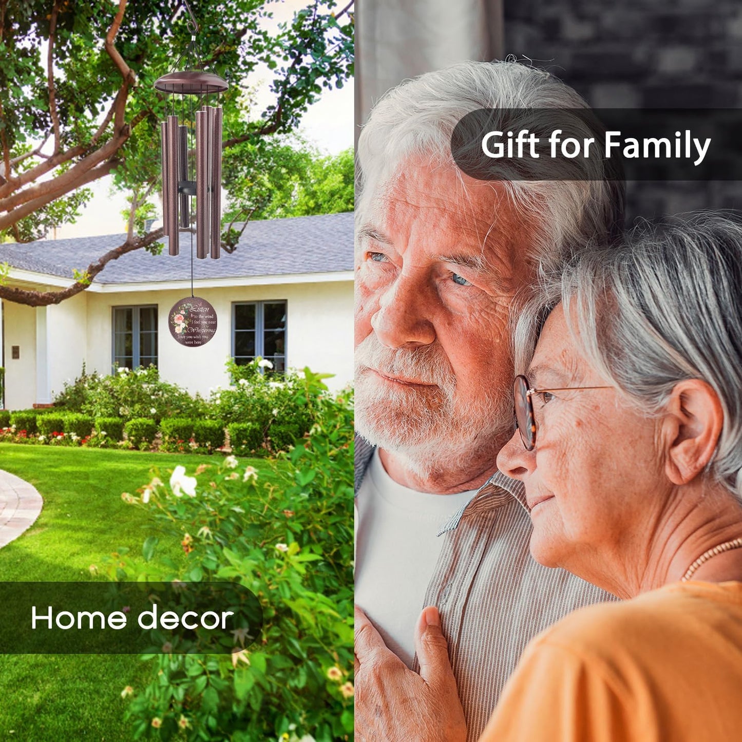 ASTARIN 36" Large Deep Tone Personalized Sympathy Wind Chimes, Memorial Wind Chime for Loss of Mother Father Loved One, Hummingbird Bereavement Gifts Decor Outdoor Patio Garden Graveyard