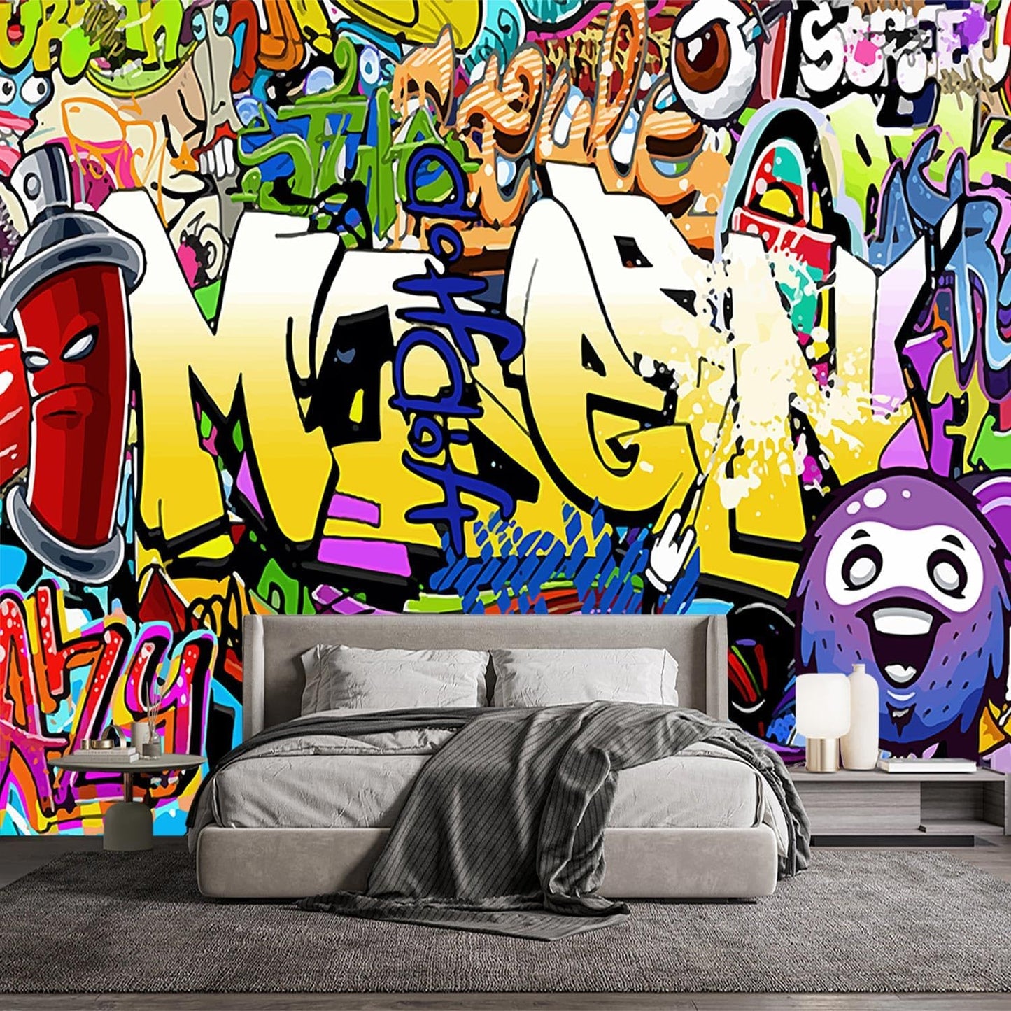 -Nursery Color Graffiti Abstract Letters Bedroom Wallpaper XT16 S 100" x 65"