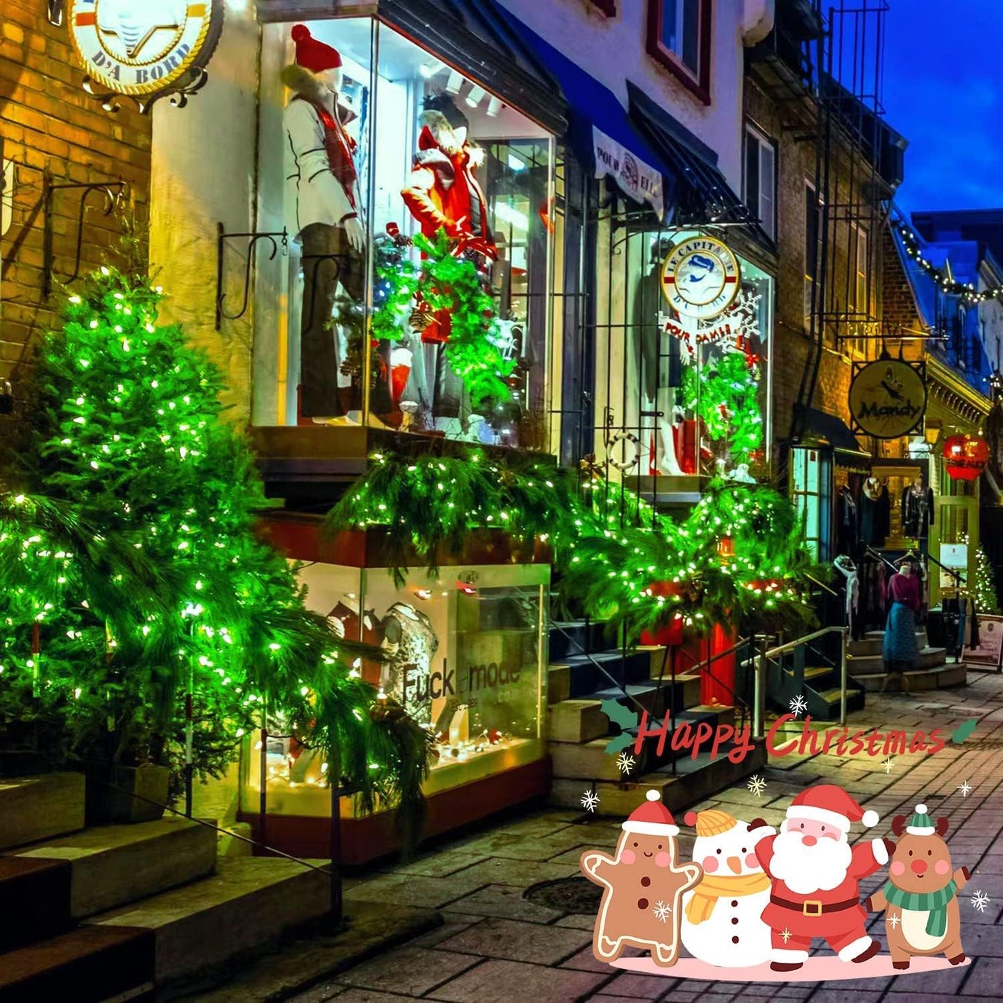 JMEXSUSS 4 Pack Green Solar Christmas Lights, Total 400 LED 132FT Solar String Lights Outdoor Waterproof, 8 Modes Copper Wire Solar Fairy Lights for Patio Garden Yard Tree Christmas Decor