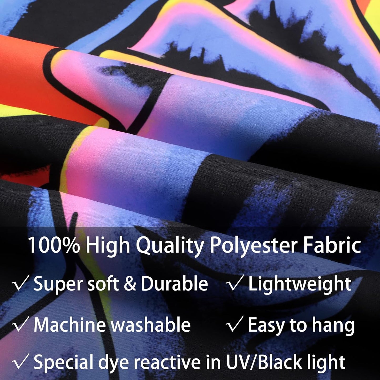 SparkLia Blacklight Horror Skull Tapestry, UV Reactive Neon Scary Face Wall Hanging, Glow in the Dark Spooky Decor for Bedroom, Gaming Room & Party - 51 x 59 inches