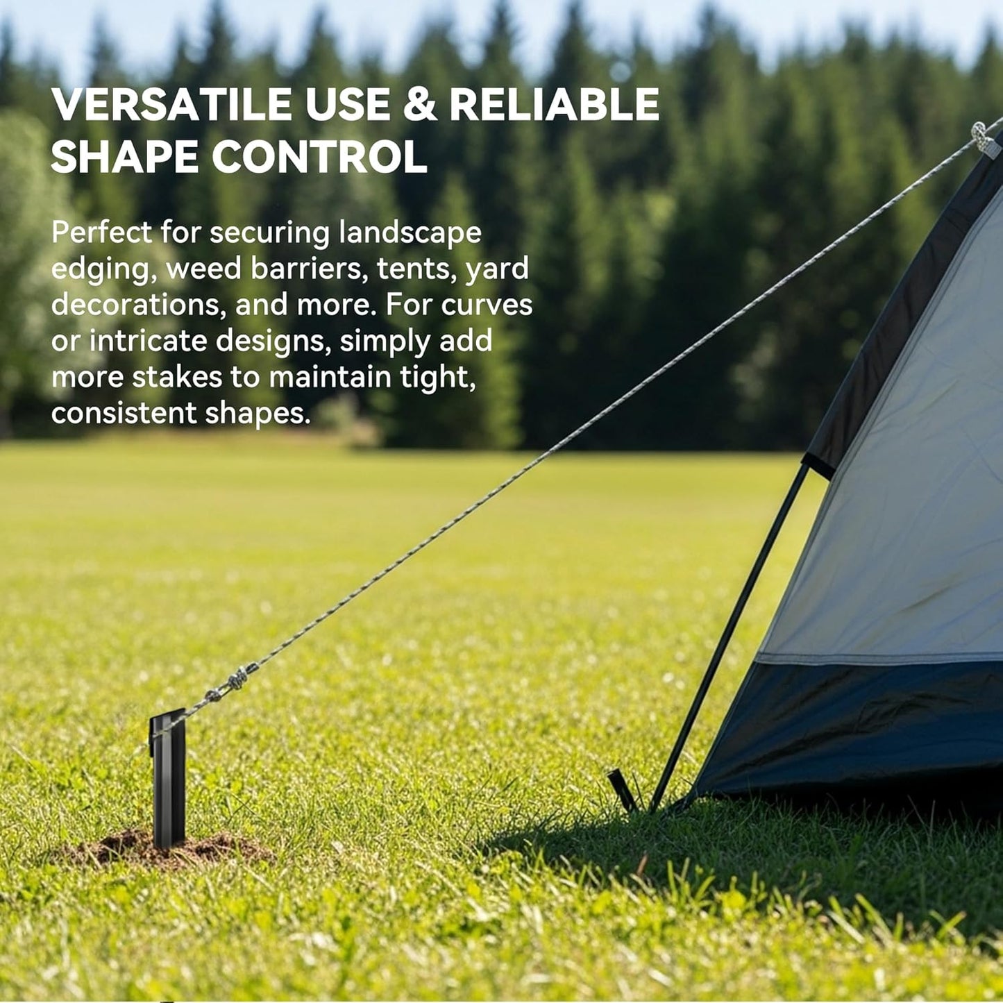 26Pcs Metal Landscape Edging Stakes, 12Inch Galvanized Steel Garden Stakes Top Curved Corrugated Landscaping Anchoring Spikes for Yard, Black