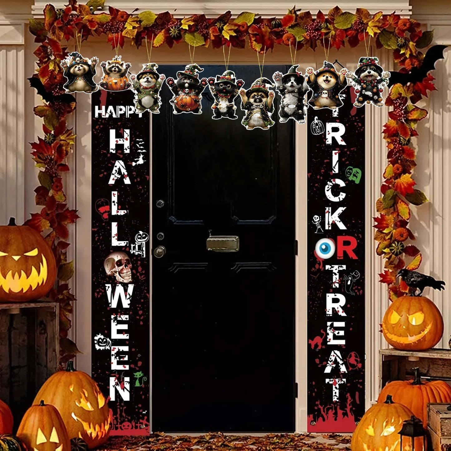 Halloween Tree Decoration,9 Pcs Funny Raccoon Acrylic Pendant, Terror Cartoon Animal Halloween Accessories, Funny Cartoon Christmas Tree Hanging Ornaments for Indoor Outdoo