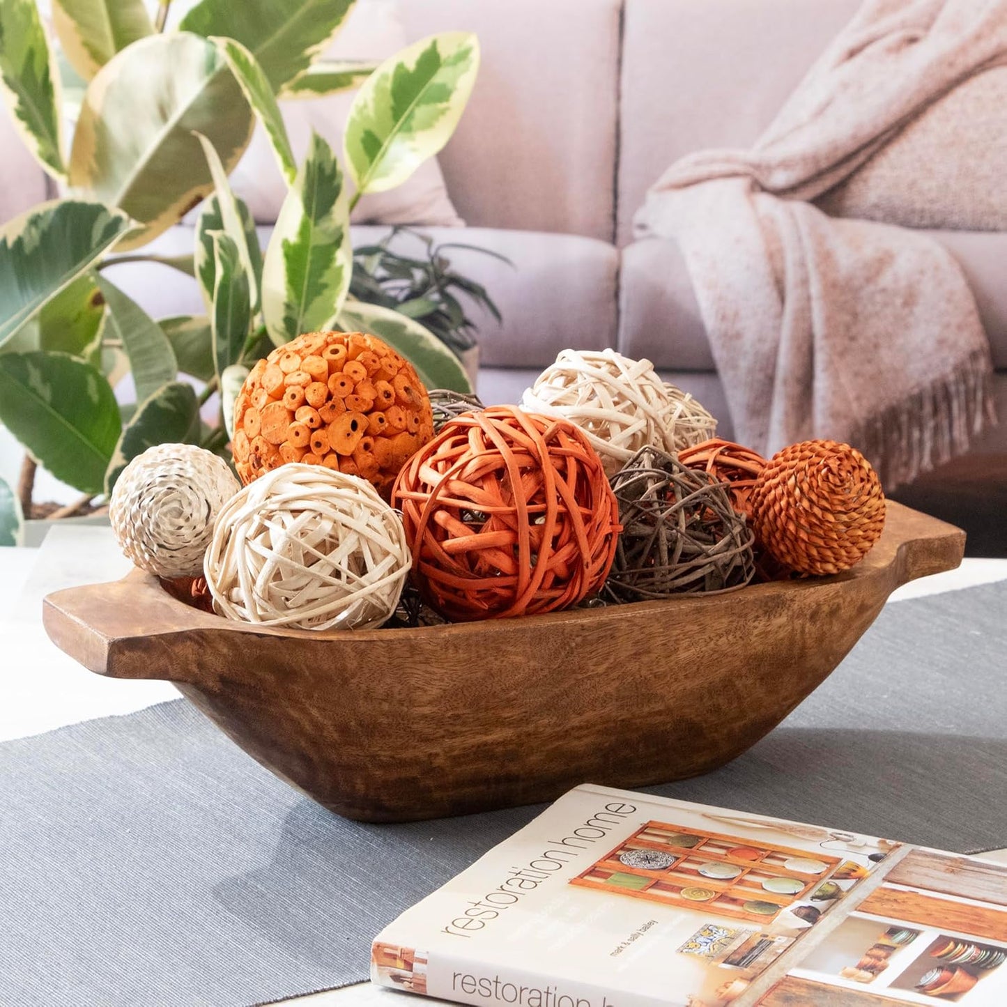 ANDALUCA Large Decorative Vase Filler Bag with Orbs, Balls (Burnt Orange)