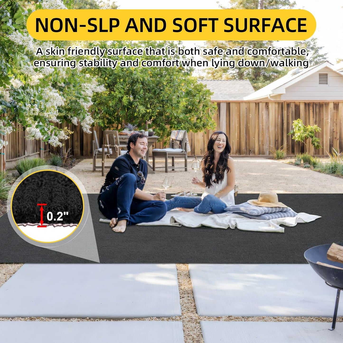 Marine Carpet,5 FT x 10 FT Black Indoor Outdoor Carpet 0.2" Thick Boat Carpet with Water-Proof TPE Backing, Non-Slide Outdoor Marine Carpet Roll for Home, Patio, Porch, Deck