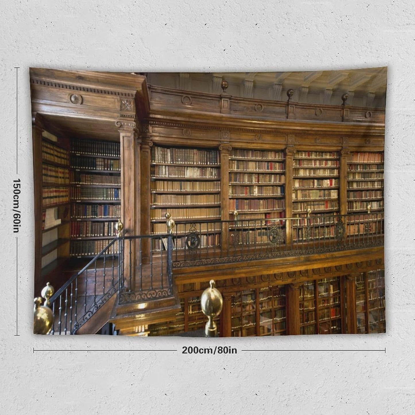 Kurtect Library Tapestry,Vintage Medieval Antique Bookshelf Bookcase Pattern Print Tapestries for Party Beach Picnic Blankets Tablecloths Living Room Wall Deocr, 60x80 in