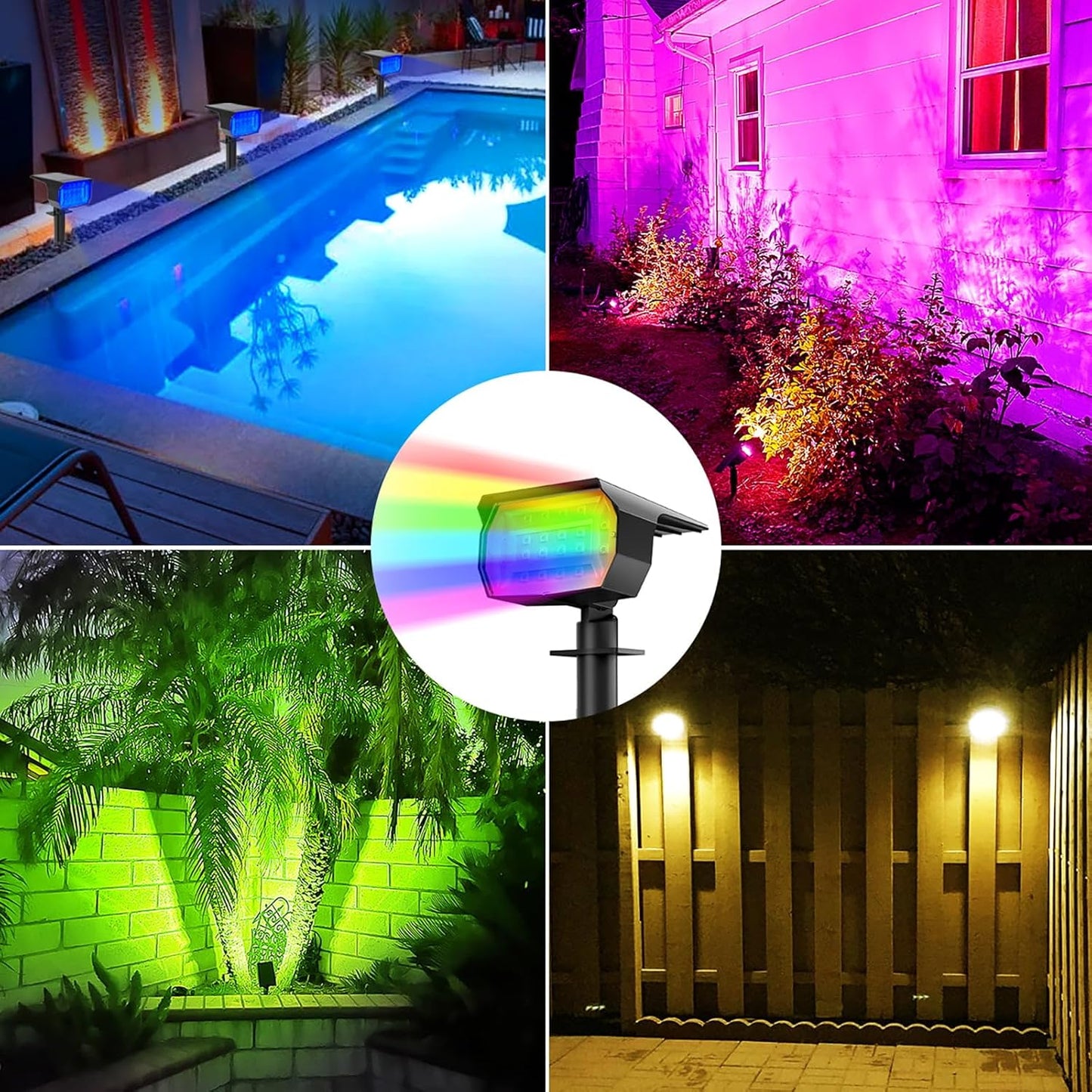 nipify 8 Pack Solar Spot Lights Outdoor Color Changing, 7 Modes Halloween RGB Solar Powered Waterproof Spotlight, Landscape Lighting for Outside Yard Garden Pathway