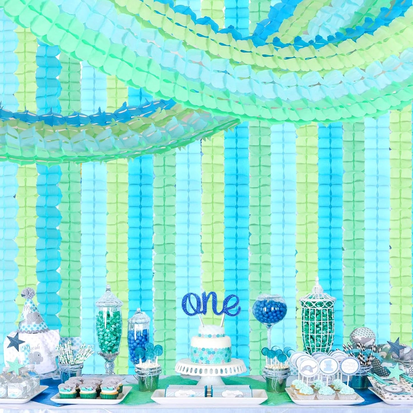 Blue-Green Party-Decorations Streamers Garland - 157Ft Four-Leaf Clover Hanging Banner, Jungle Theme Party Supplies Spring Summer Birthday Baby Bridal Shower Decor Hugtmr