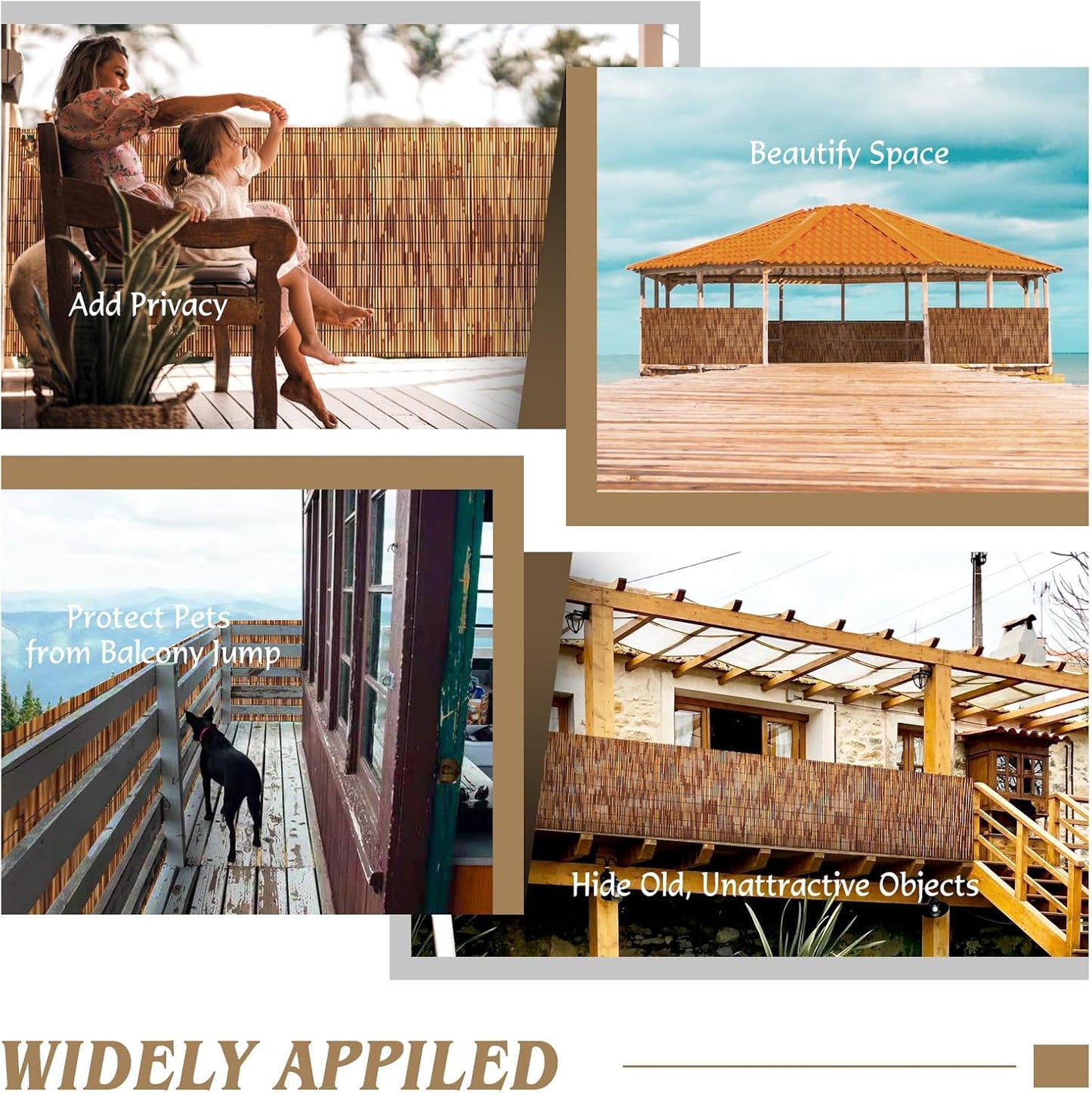 Bamboo Reed Fencing Rolls,5.5FT X 16.4FT Reed Screen Curtain Fence Covering Privacy Bamboo for Outdoor Backyard Patio Garden Decorative Fence (Brown)