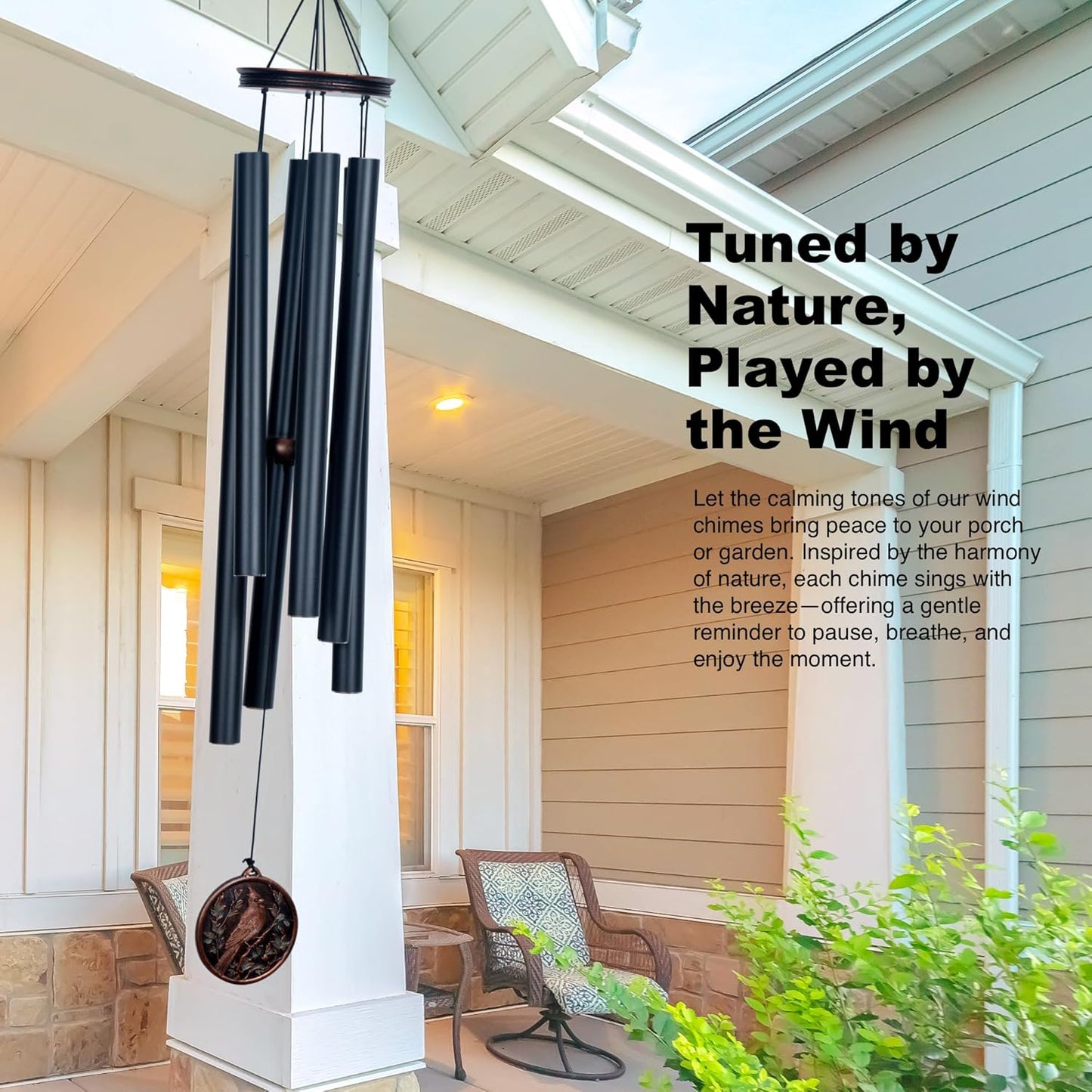 Vanquer Large Wind Chimes for Outside Deep Tone - 46'' Outdoor Clearance, Windchimes Outdoors, Memorial Wind Chimes, Sympathy Gift, Patio, Garden, Home Décor, Vintage Black (46" Cardinal)