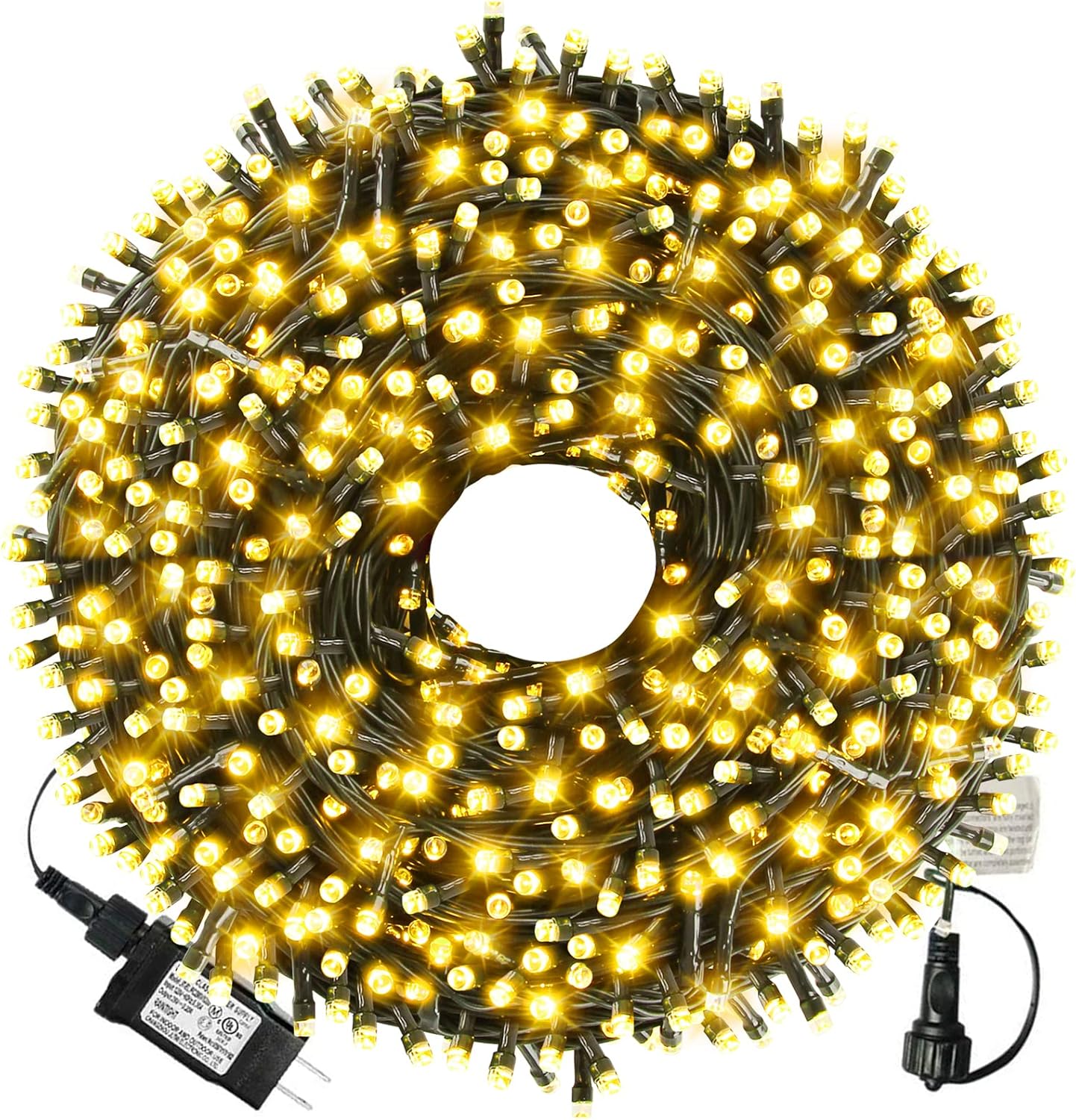 XTF2015 105ft 300 LED Christmas String Lights, End to End Plug 8 Modes Christmas Lights UL Certified Outdoor Indoor Fairy Light Christmas Tree, Patio, Garden, Party, Wedding, Holiday (Warm White)