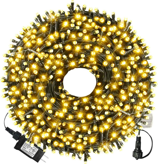 XTF2015 336ft 1000 LED Christmas Long String Lights, 8 Lighting Modes Waterproof Christmas Tree Lights Outdoor Indoor Fairy Light for Patio, Garden, Party, Wedding, Holiday Decorations (Warm White)