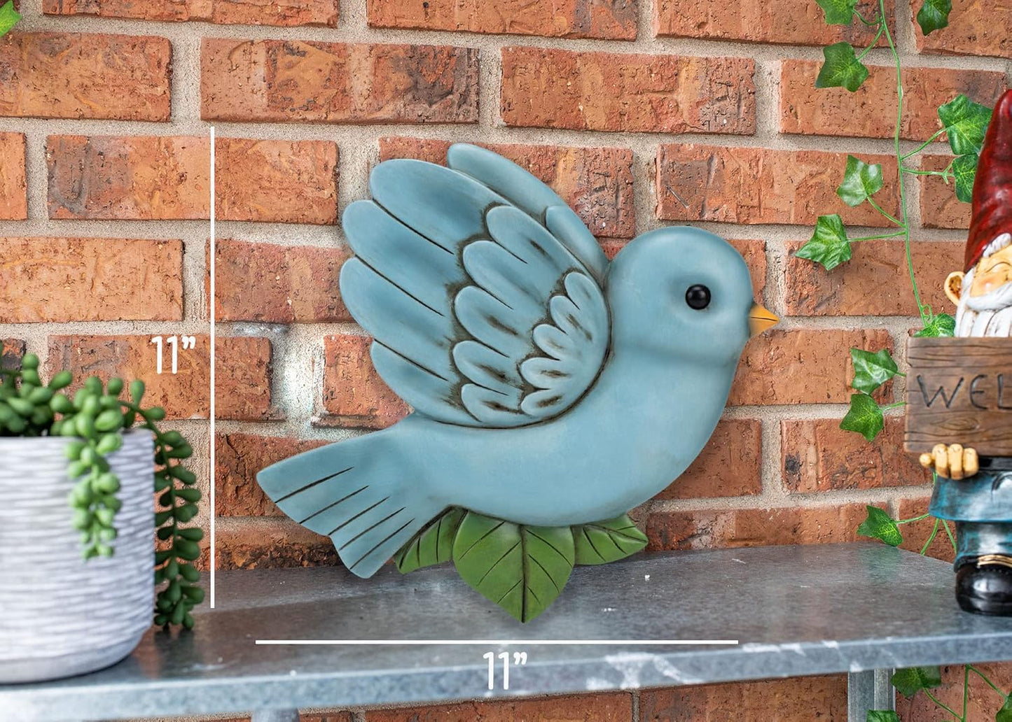 NAT & Jules Animal Character Shaped Dimensional Indoor Outdoor 11 inch Cast Resin Decorative Garden Stepping Stone, Patio, Walkway Sculpture Yard Art, Colorful Bluebird