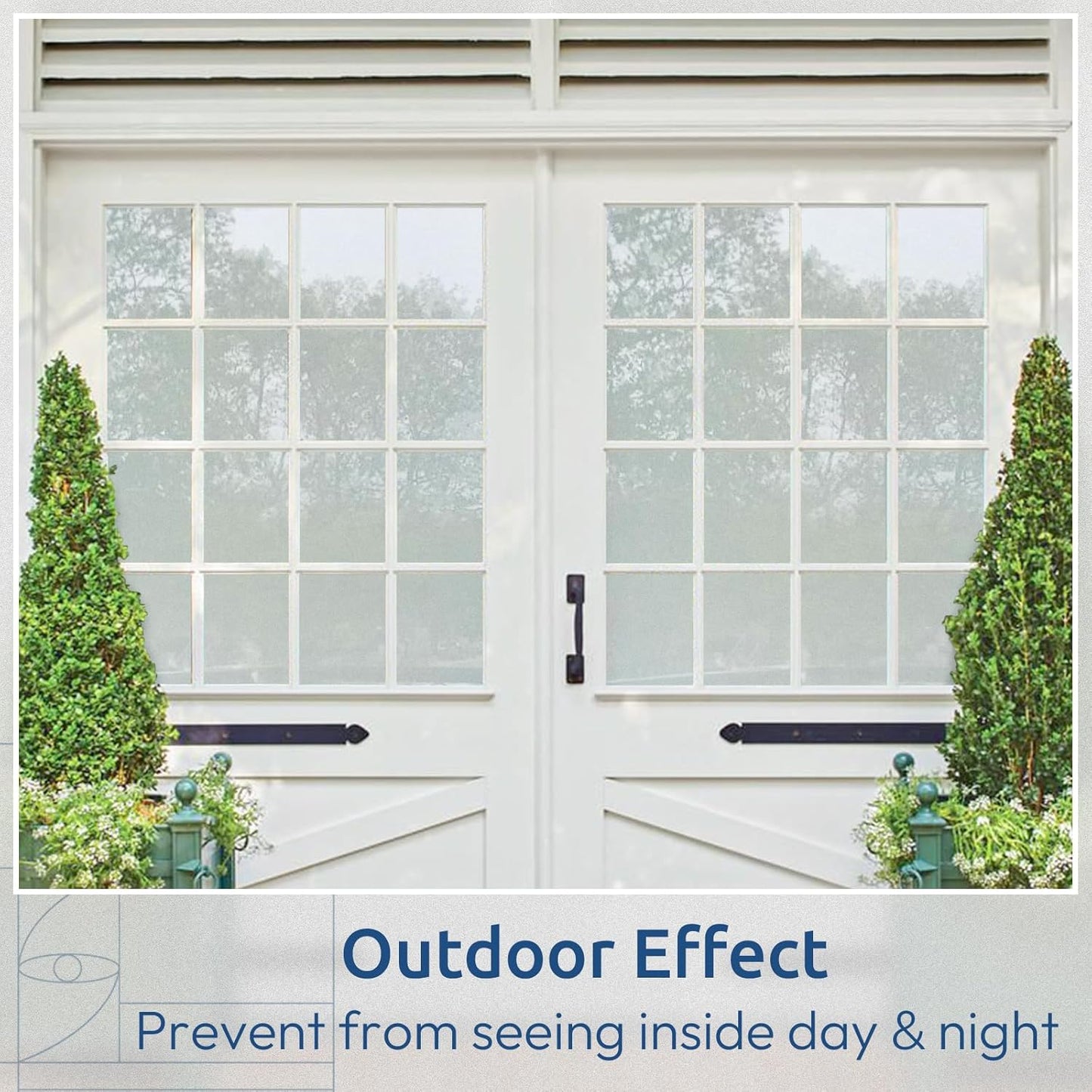 rabbitgoo Window Privacy Film, Non-Adhesive Frosted Glass Window Film for Bathroom, Static Cling Heat Blocking Stickers for Home Indoor Opaque Frosting Coverings House Tint, Matte White 35.4" x 78.7"