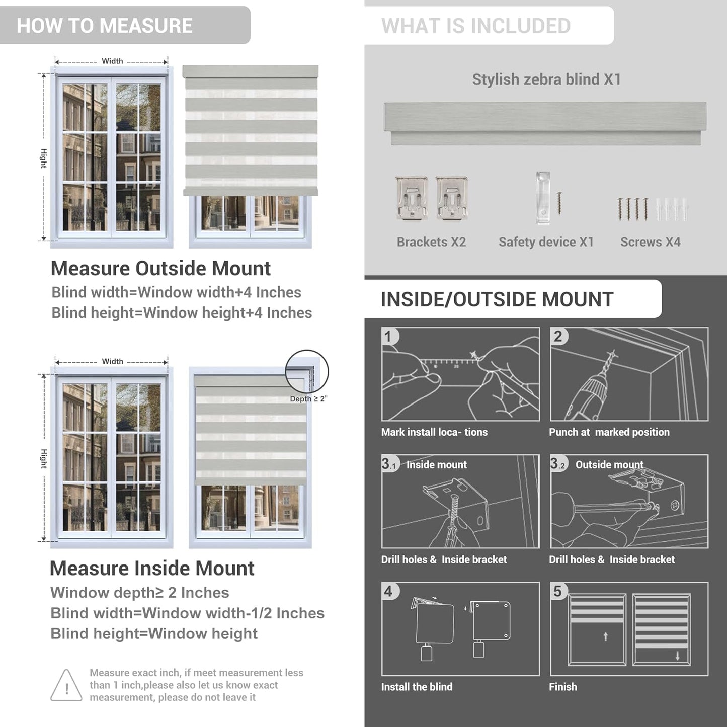 Cordless Zebra Blinds for Windows, Blackout Interior Blinds,Easy to Install,UV Protection,for Offices and Home,Custom Roller Shades, Mousse Dark Bown,74" W x 80" H