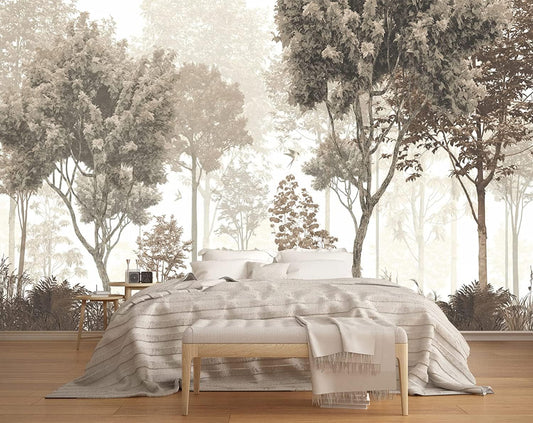 Vintage Forest Wallpaper Nature Wall Mural Wallpaper for Bedroom Living Room (Not Peel n' Stick)