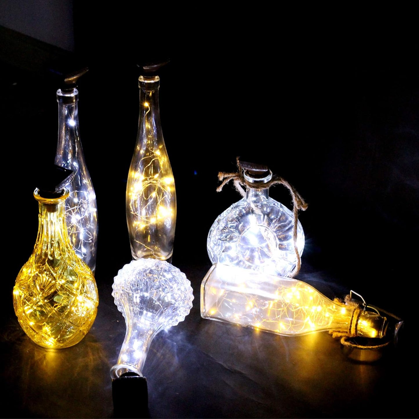 Solar Wine Bottle Lights Outdoor, 20 LED Cork Lights for Wine Bottles Waterproof, Fairy Lights Solar for Wedding Party Garden Patio Decor, Suitable for Most Wine Bottle Mouths-Cool White (8 Pack)