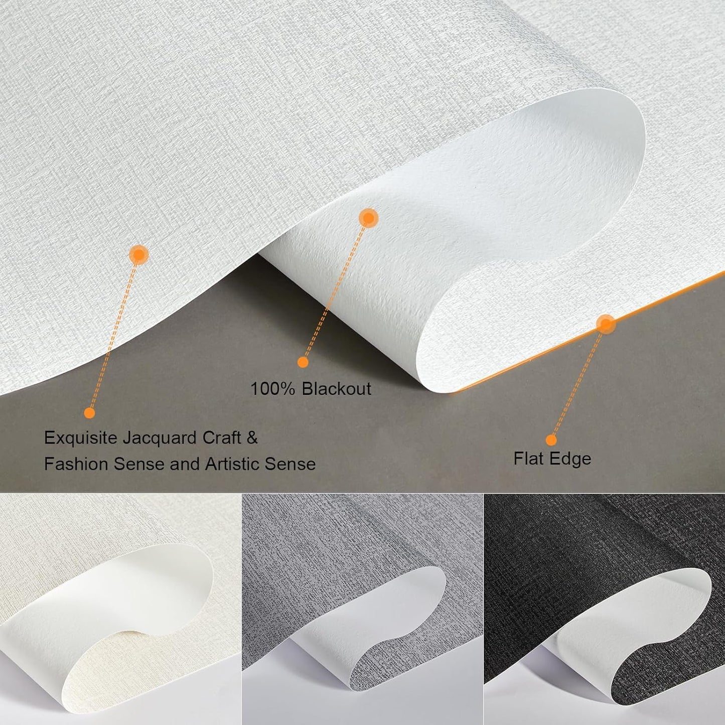 Persilux Blackout Roller Shades & Blinds Windows Shades Free-Stop Blackout Blinds with Jacquard Fabric,Cordless Blinds Pull Down Shades for Home, Easy to Install for Door/Office, White(33" W x 72" H)