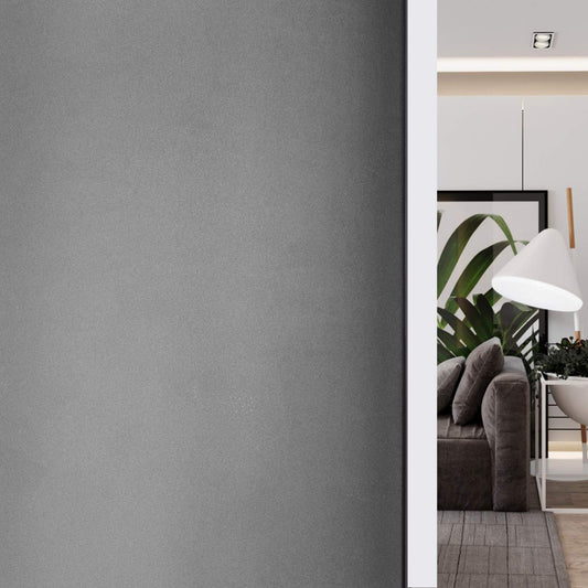 HIDBEA Frosted Window Privacy Film - Non Adhesive Static Cling Glass Stickers Sun UV Blocking Heat Control Door Covering Decals for Home Office, Frosted Gray, 35.4 x 98.4 Inch