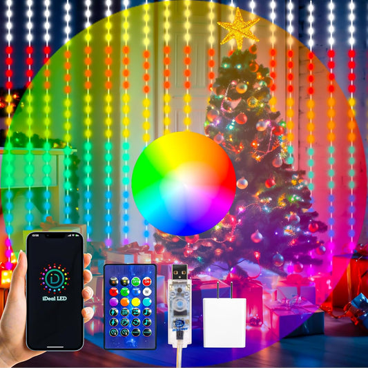 HXWEIYE 300LED Unlimited RGB Colors Changing Curtain Lights with Remote & APP Control, Smart Curtain Hanging Fairy String Lights, Music &Voice Sync,USB Christmas led Lights for Indoor, Party, Garden